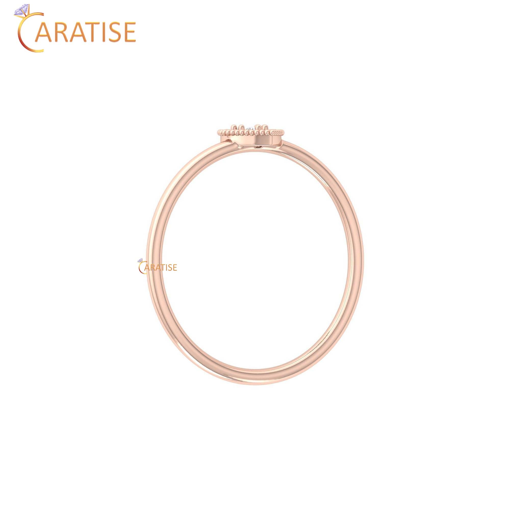 0.03 TDW Round Cut Minimalist Women's Diamond Ring