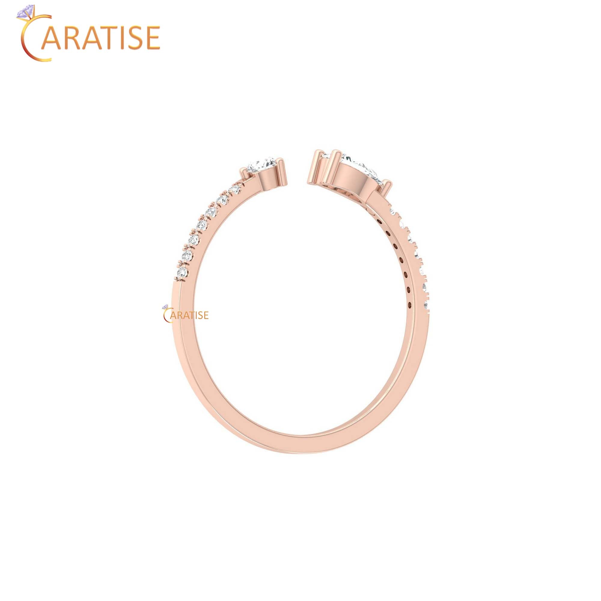 0.28 TDW Round & Pear Cut Women's Minimalist Diamond Ring