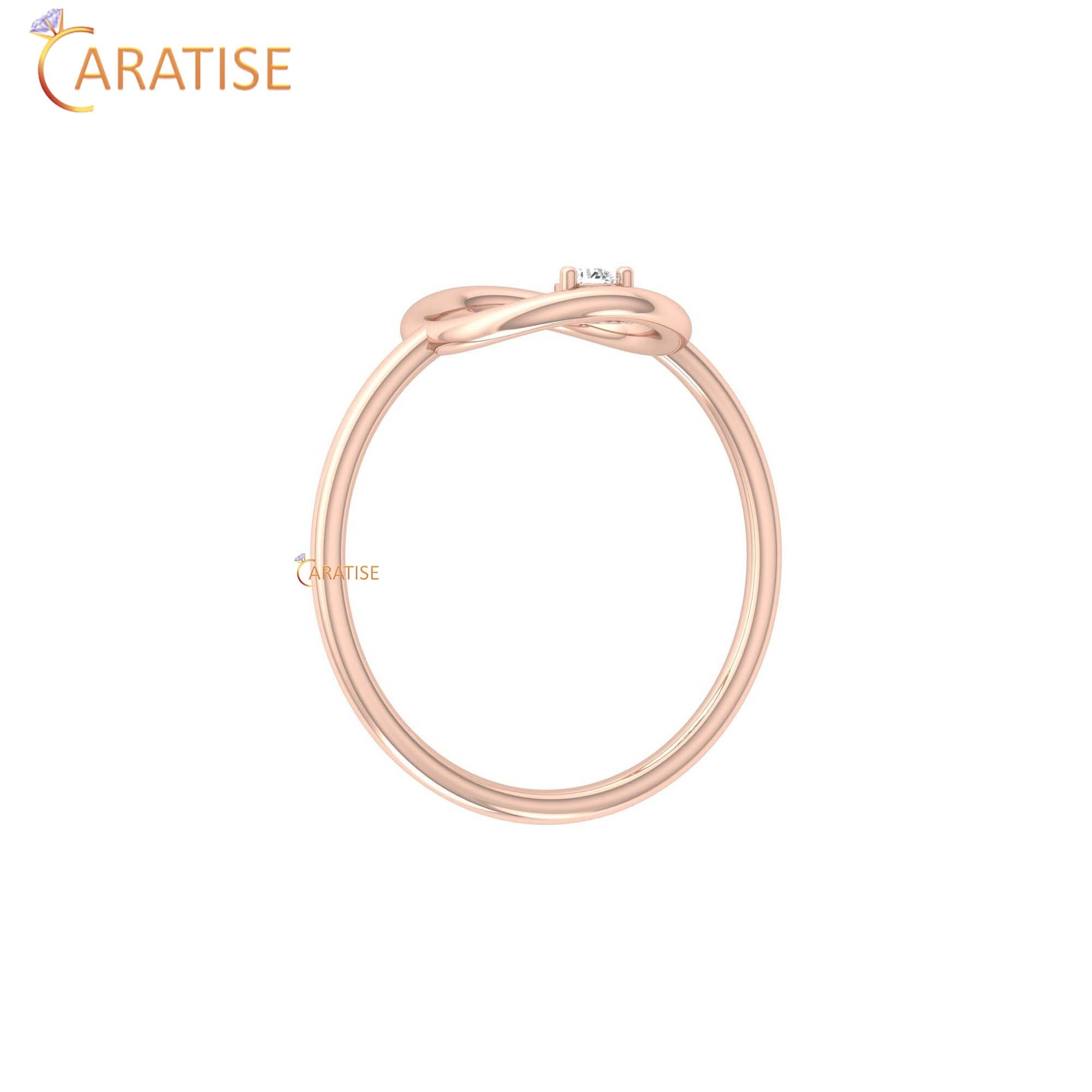 0.04 TDW Round Cut Women's Minimalist Diamond Ring