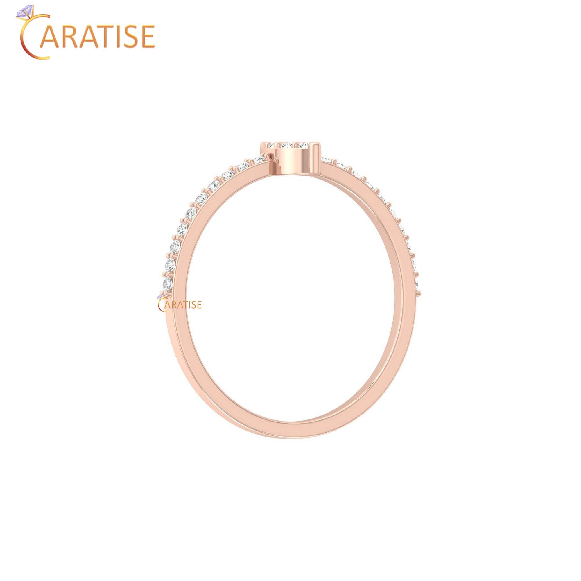 0.16 TDW Round Cut Minimalist Women's Diamond Ring