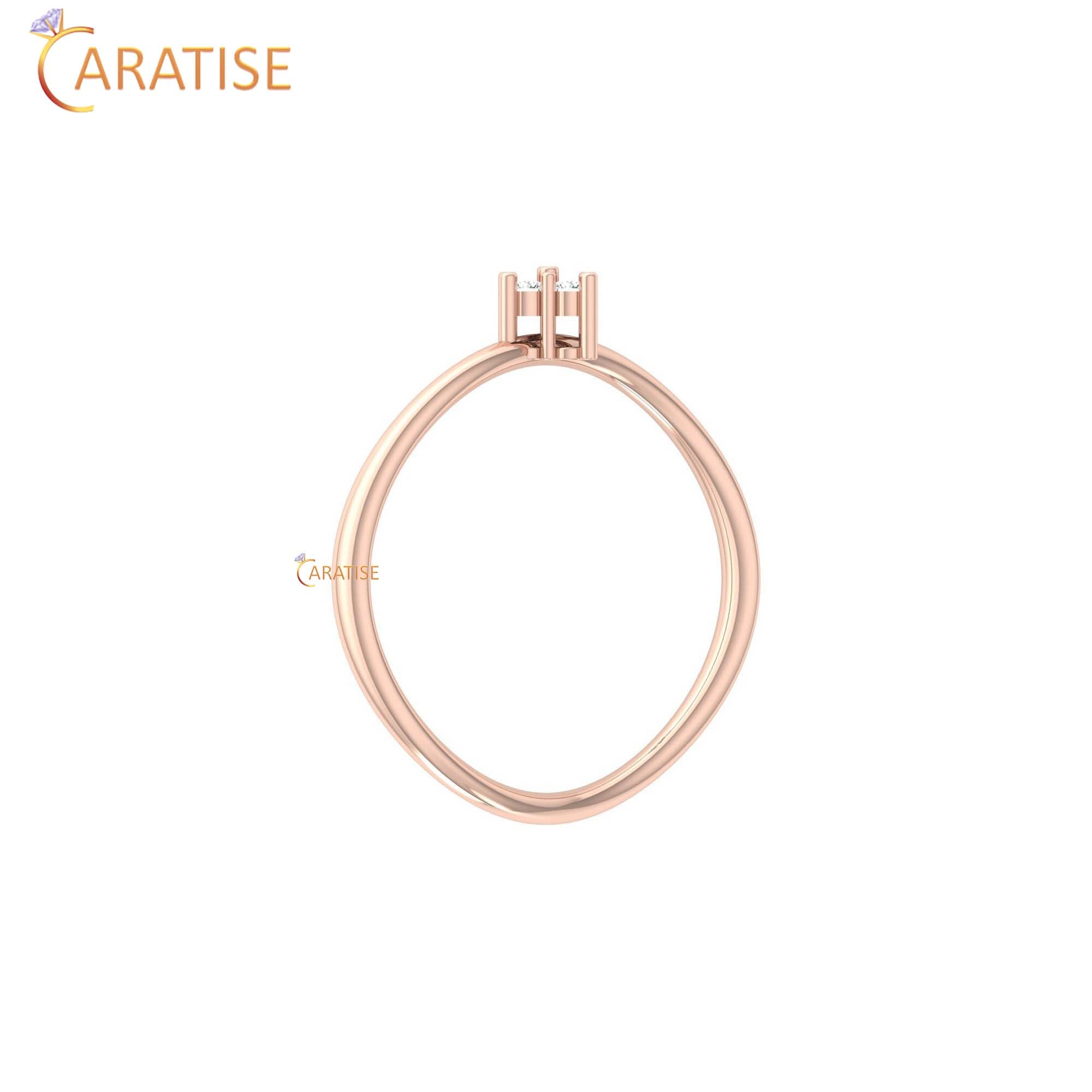 0.07 TDW Round Cut Minimalist Women's Diamond Ring
