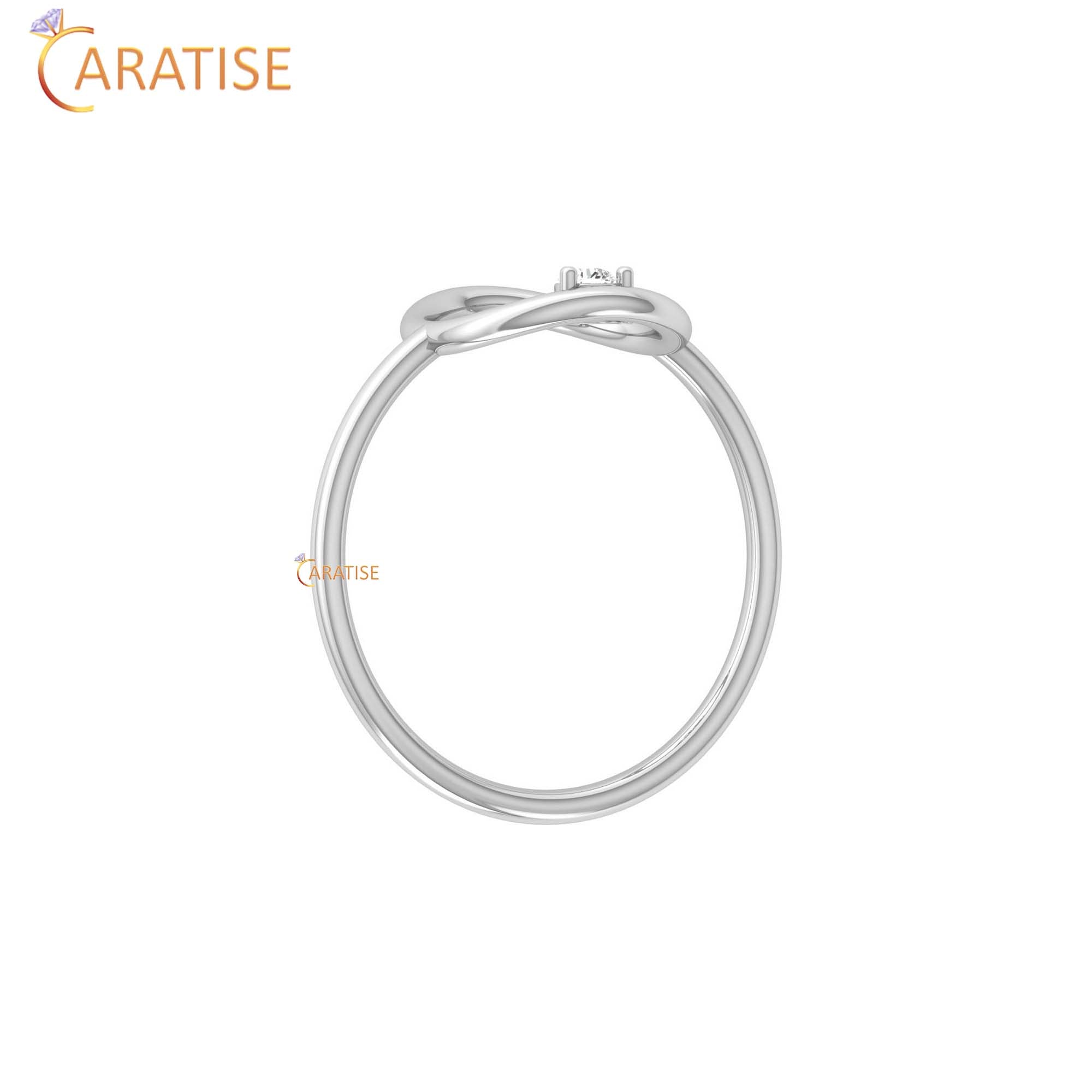 0.04 TDW Round Cut Women's Minimalist Diamond Ring