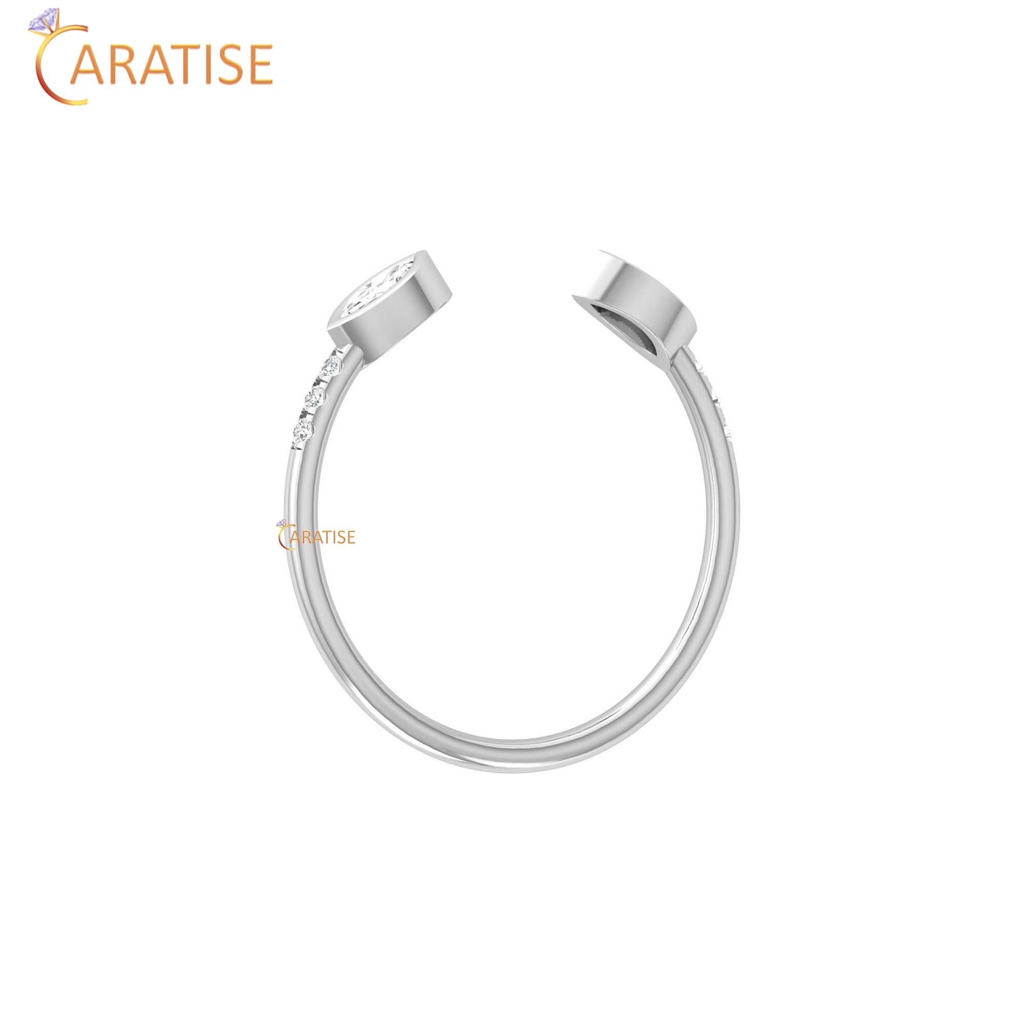 0.13 TDW Round & Marquise Cut Minimalist Women's Diamond Ring