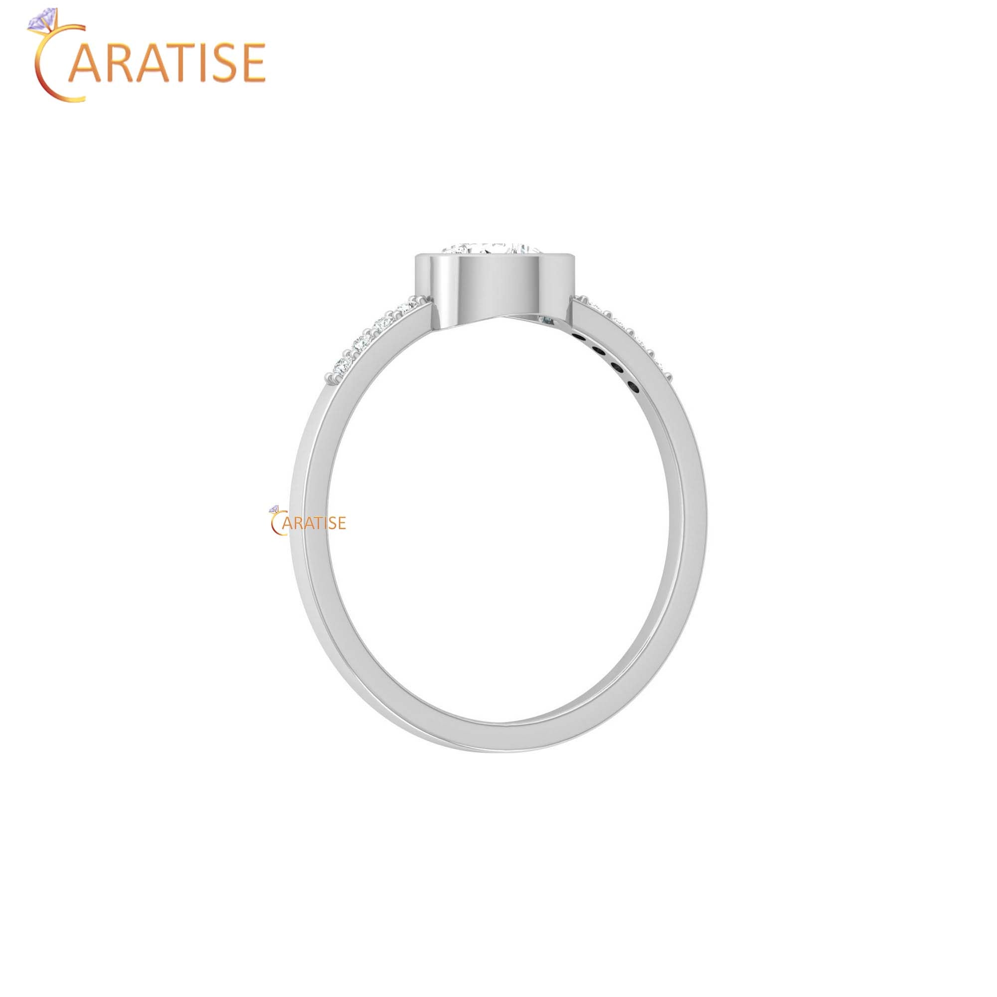 0.39 TDW Round & Pear Cut Women's Minimalist Diamond Ring