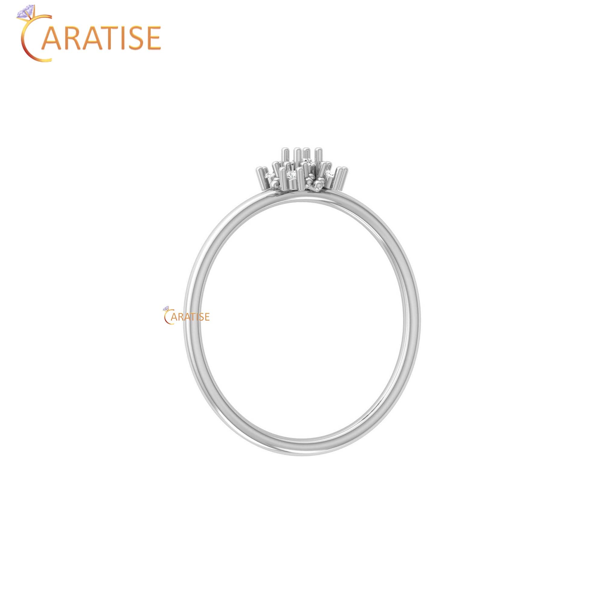 0.06 TDW Round Cut Women's Minimalist Diamond Ring