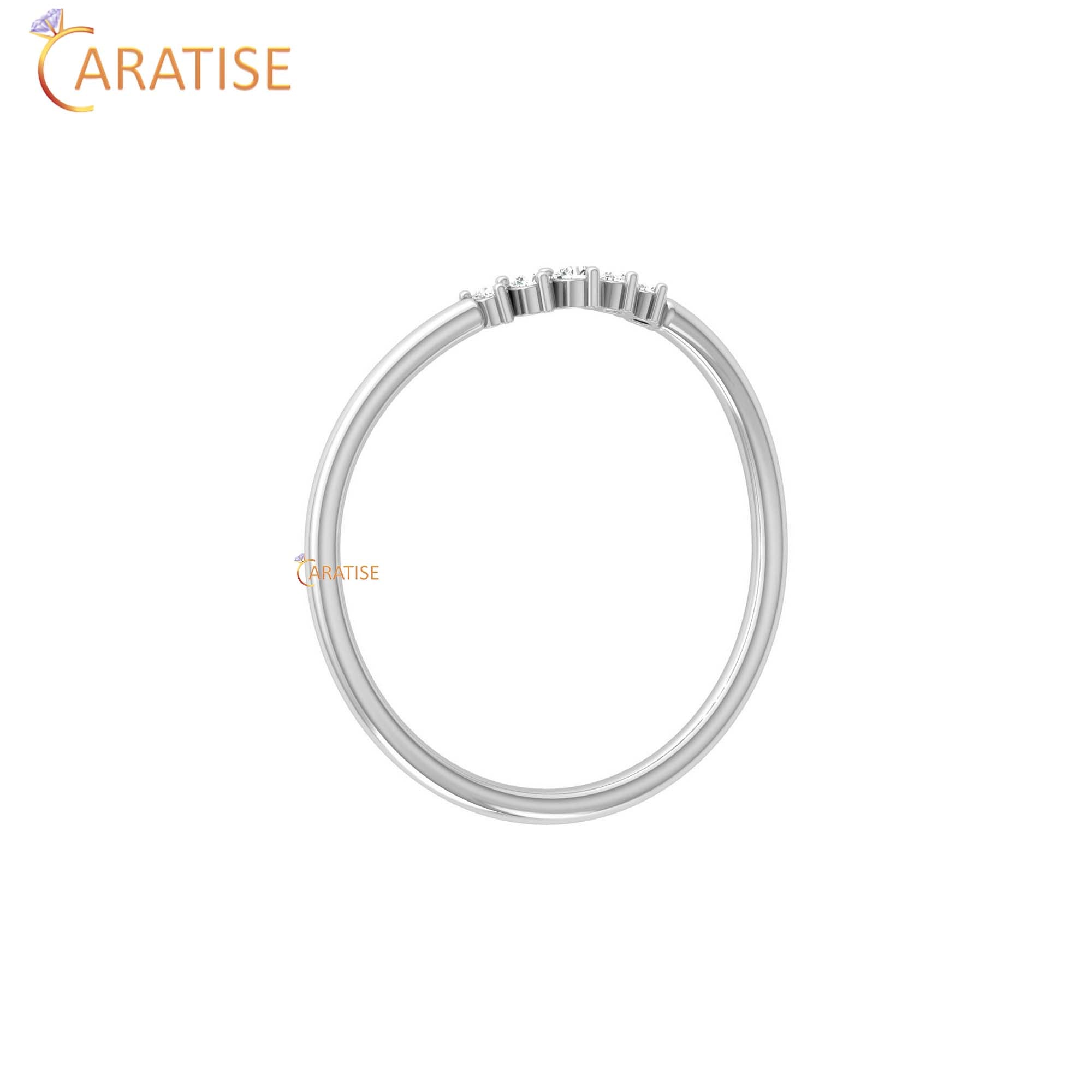 0.06 TDW Round Cut Women's Minimalist Diamond Ring