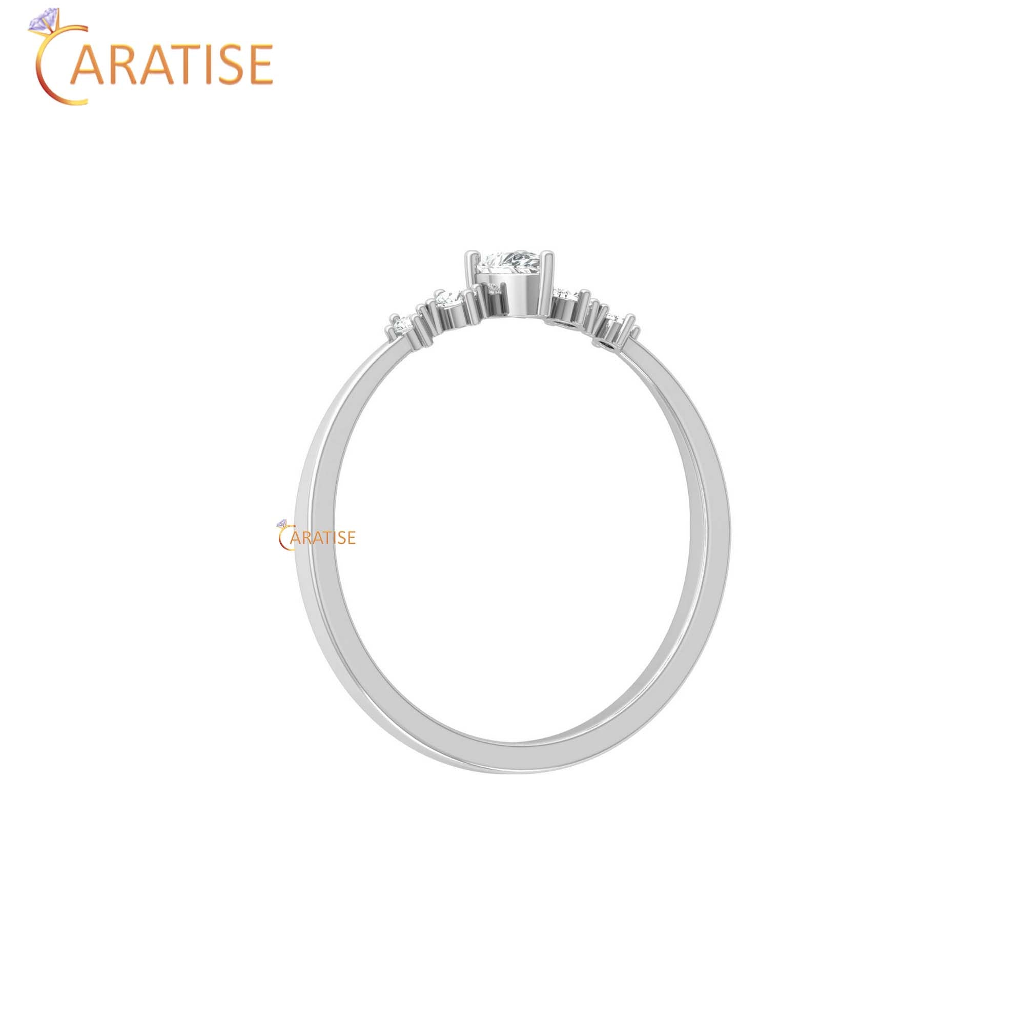 0.19 TDW Round & Pear Cut Women's Minimalist Diamond Ring