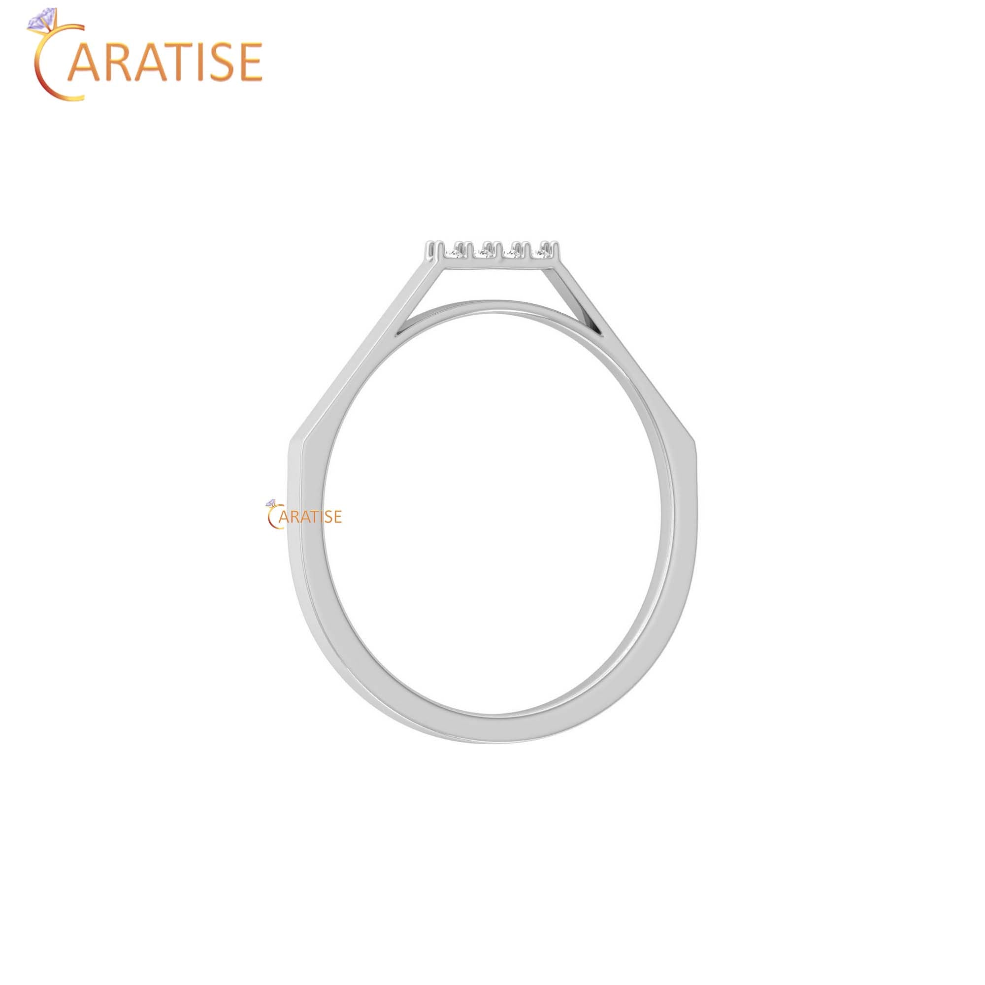 0.03 TDW Round Cut Women's Minimalist Diamond Ring