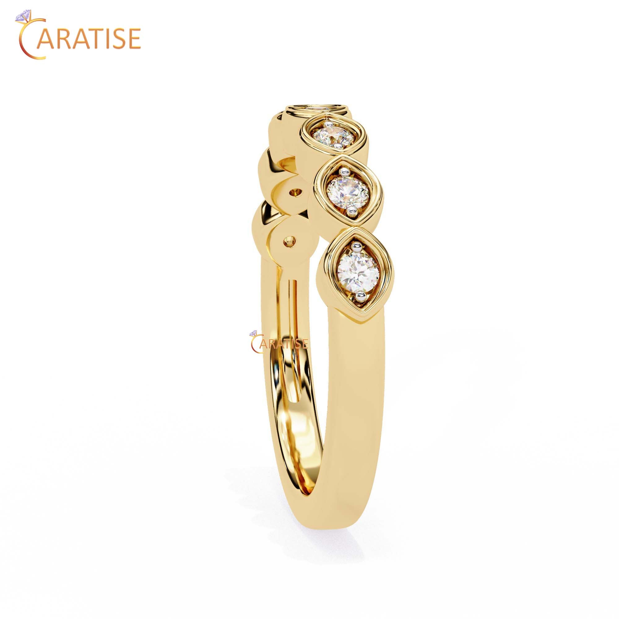 0.21 TDW Round Cut Diamond Minimalist Women's Ring