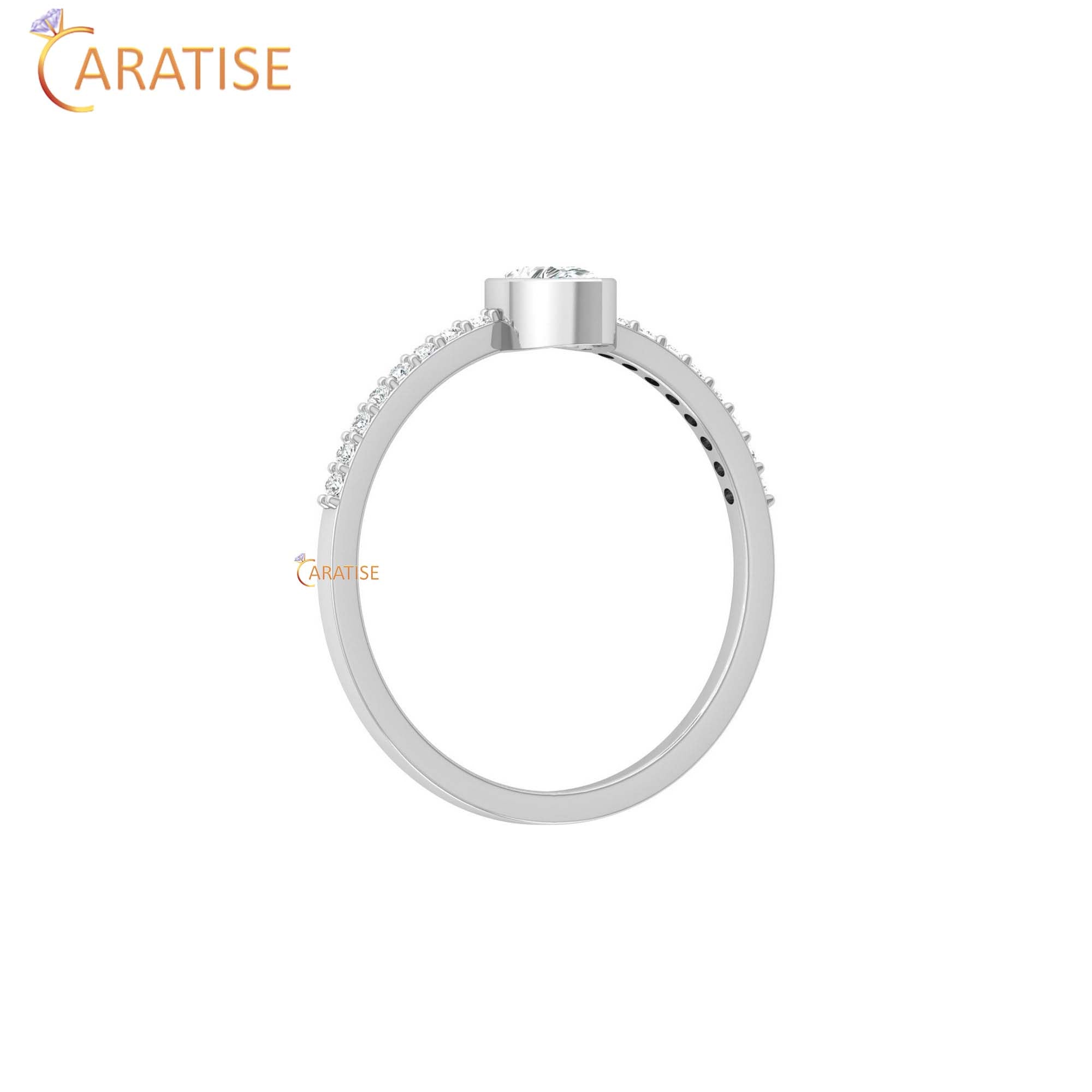 0.43 TDW Round & Pear Cut Women's Minimalist Diamond Ring