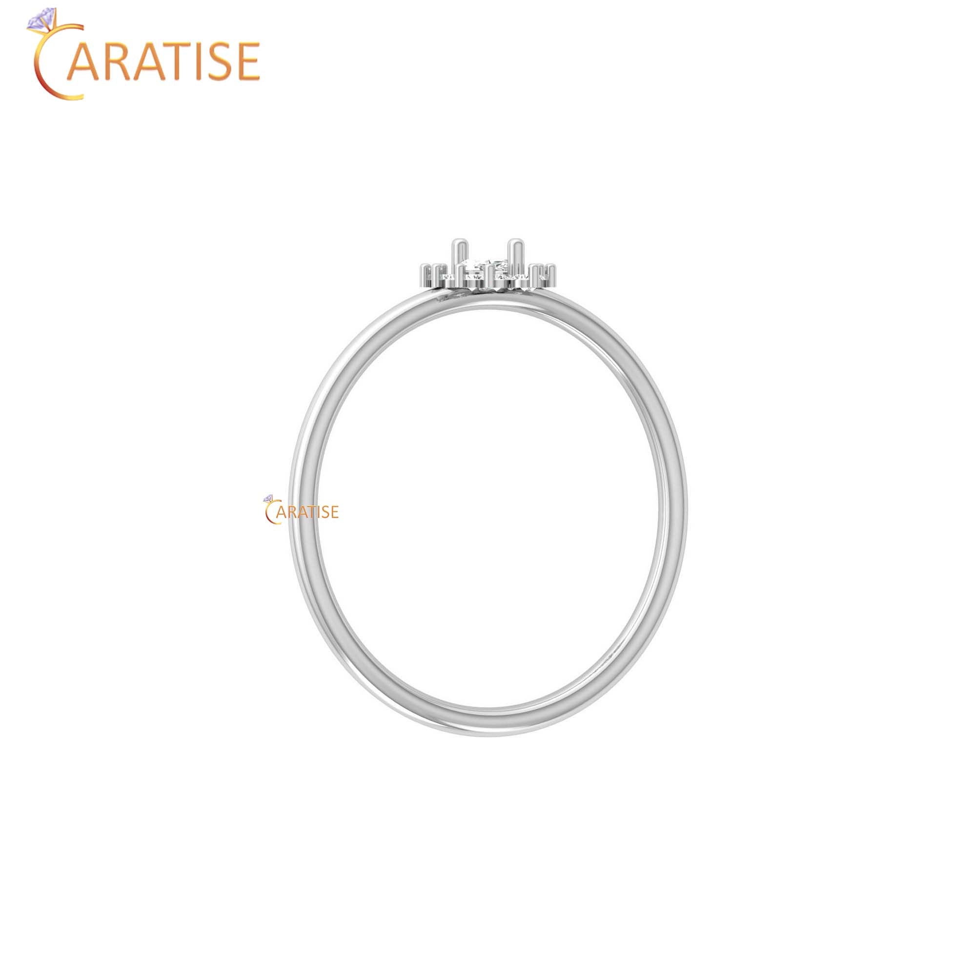0.16 TDW Marquise & Round Cut Minimalist Diamond Ring
