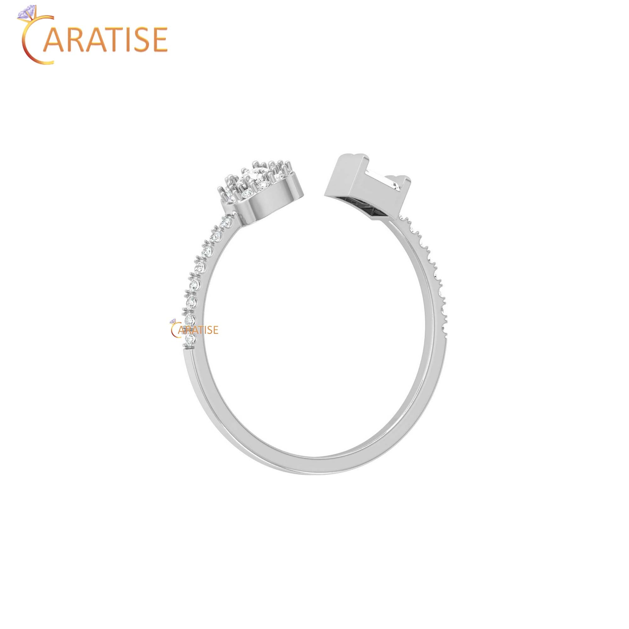 0.25 TDW Round & Baguette Cut Women's Minimalist Diamond Ring