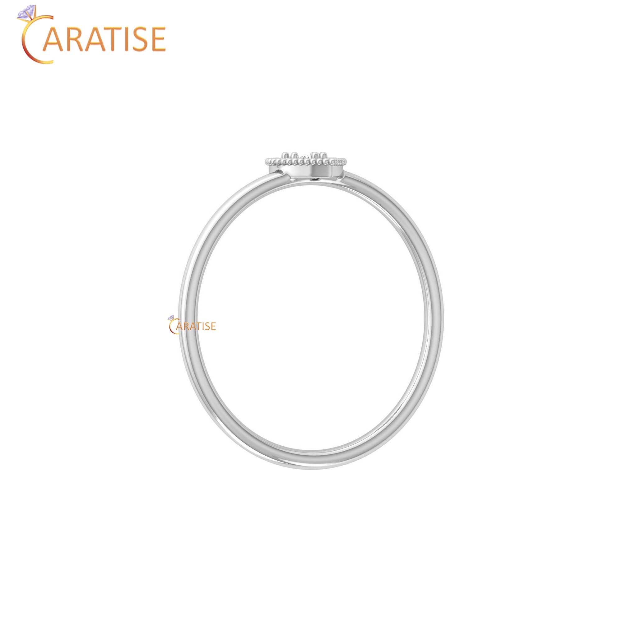 0.03 TDW Round Cut Minimalist Women's Diamond Ring