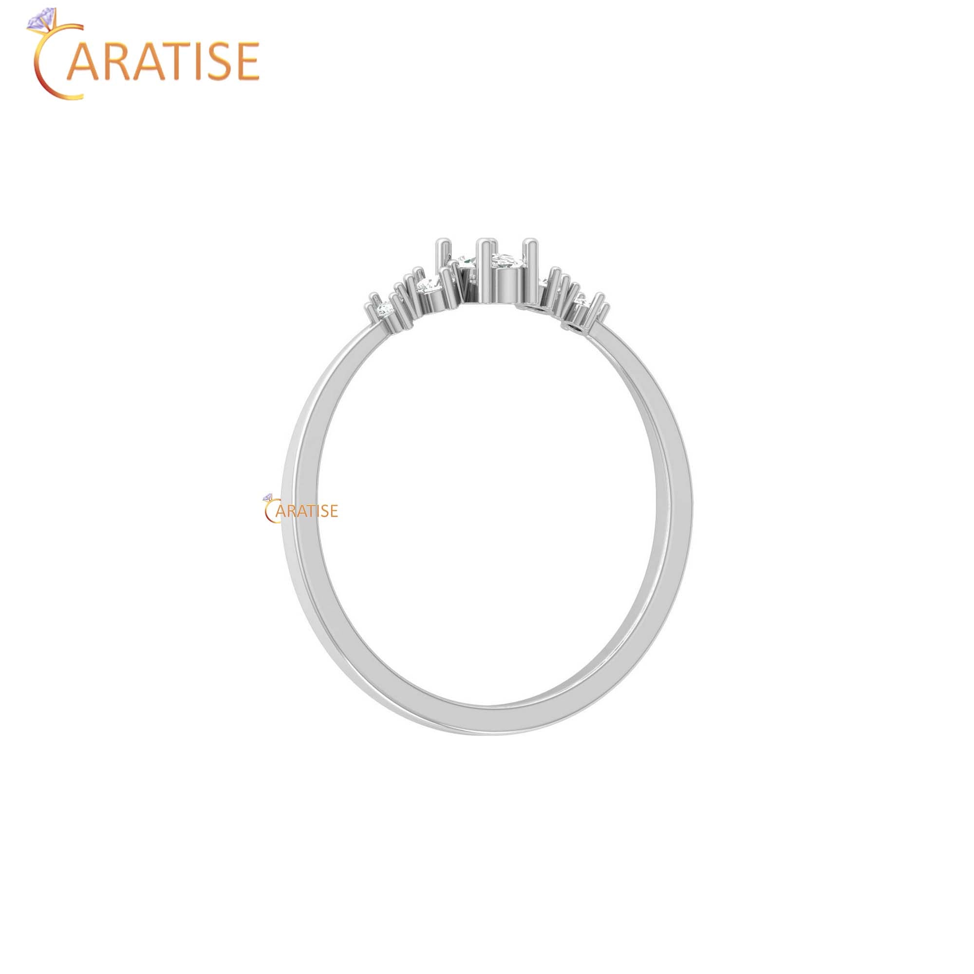 0.17 TDW Round & Oval Cut women's Minimalist Diamond Ring