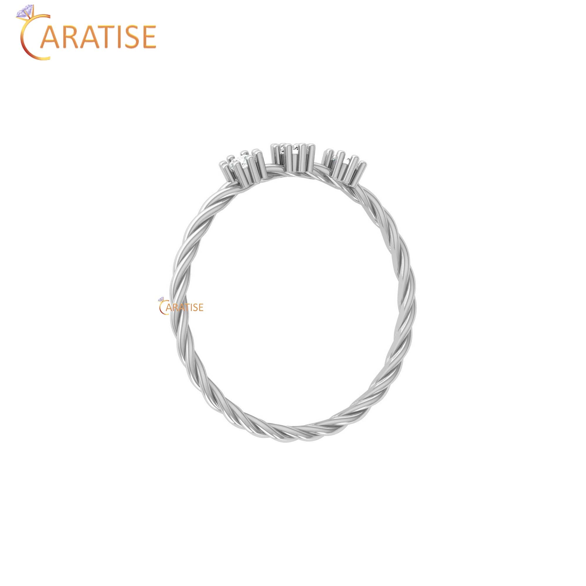 0.09 TDW Round Cut Minimalist Women's Diamond Ring