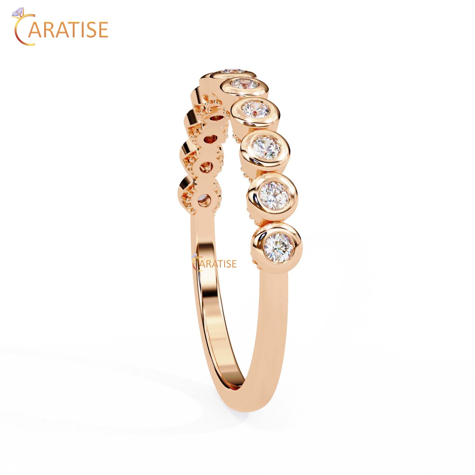 0.17 TDW Round Cut Diamond Minimalist Women's Ring