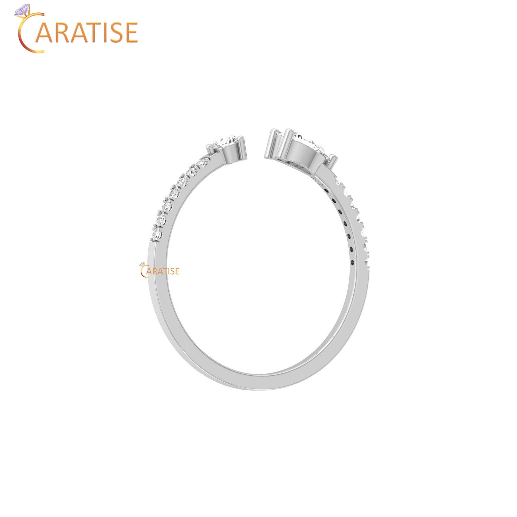 0.28 TDW Round & Pear Cut Women's Minimalist Diamond Ring