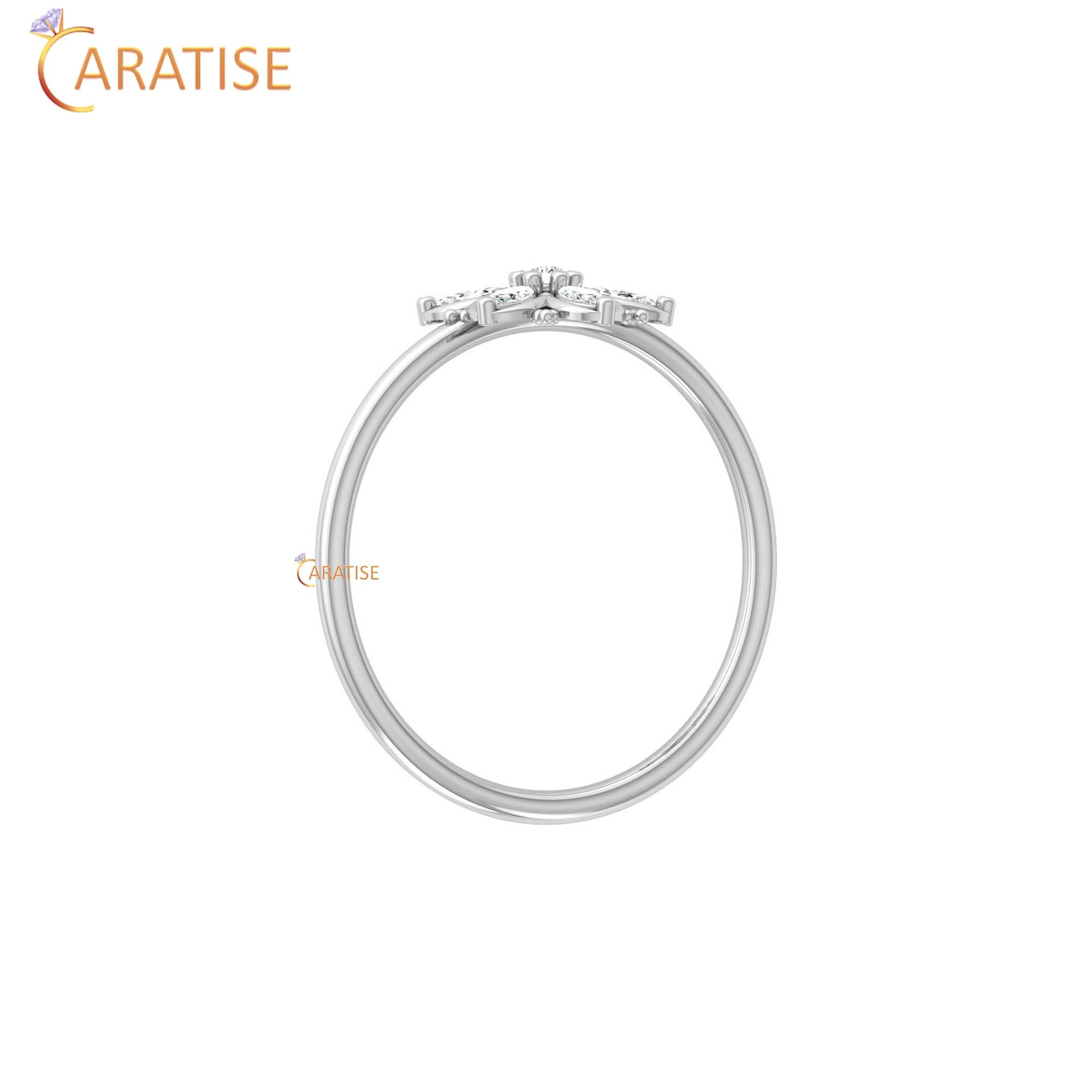 0.15 TDW Round & Marquise Cut Women's Minimalist Diamond Ring