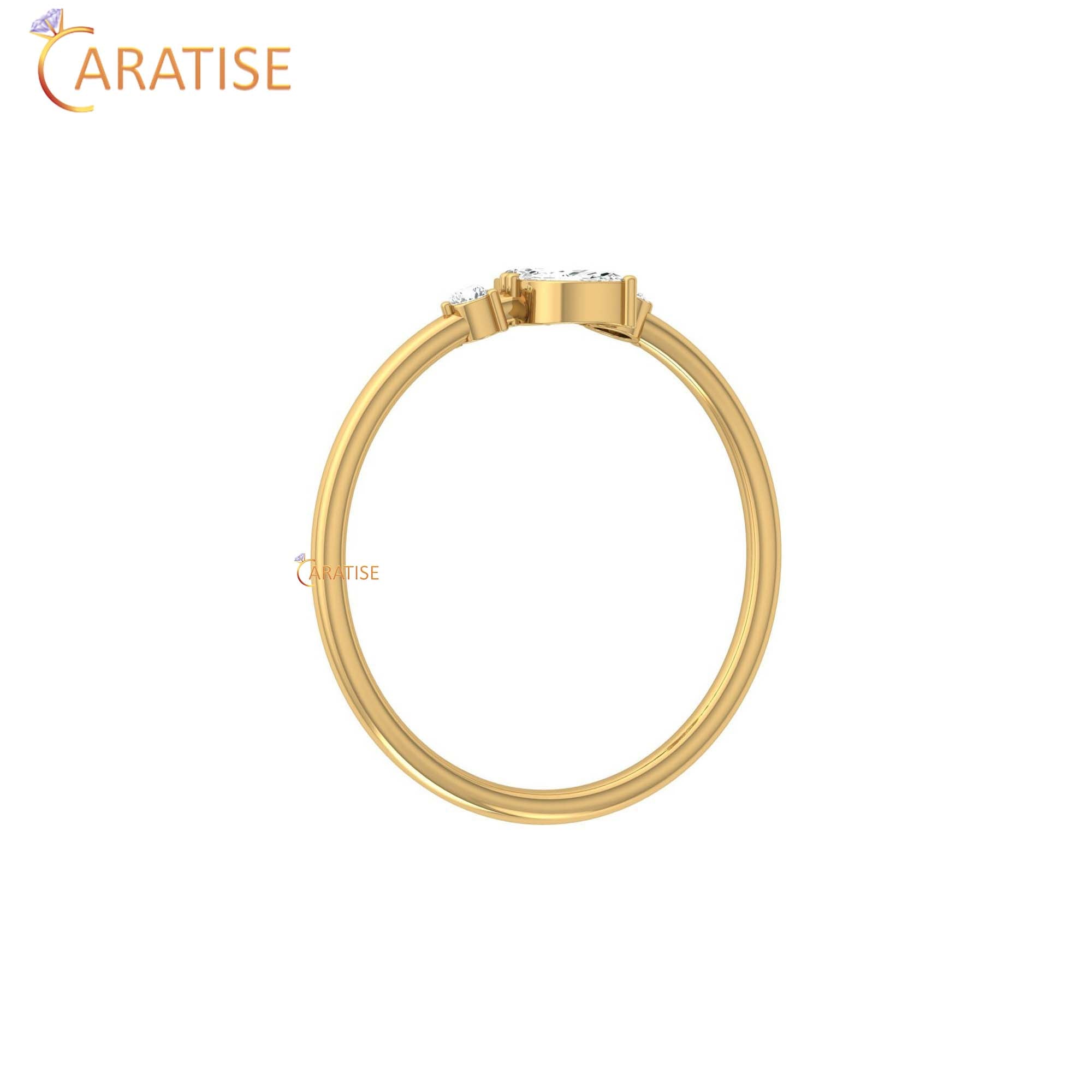 0.15 TDW Round & Marquise cut Women's Minimalist Diamond Ring