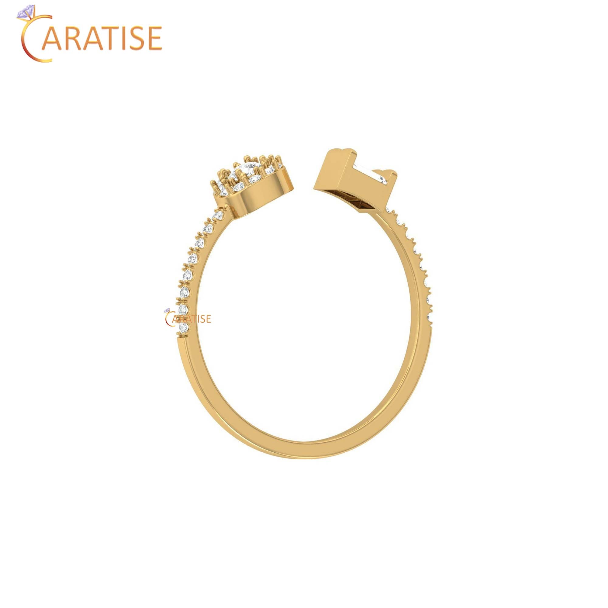 0.25 TDW Round & Baguette Cut Women's Minimalist Diamond Ring