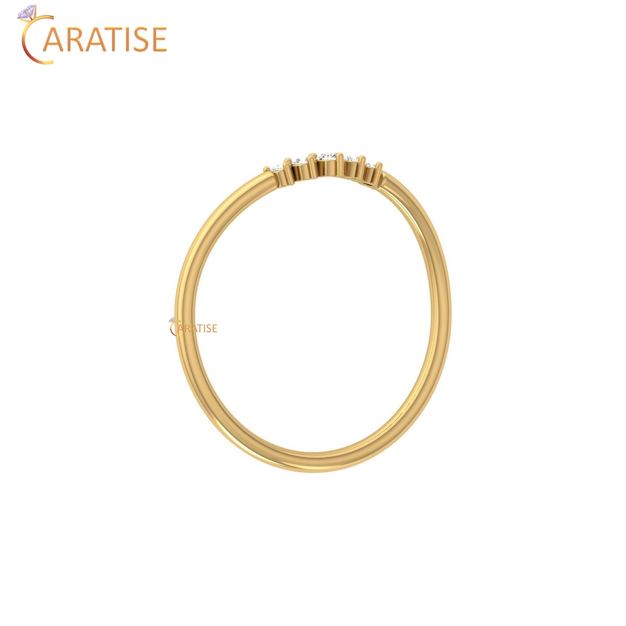 0.06 TDW Round Cut Women's Minimalist Diamond Ring