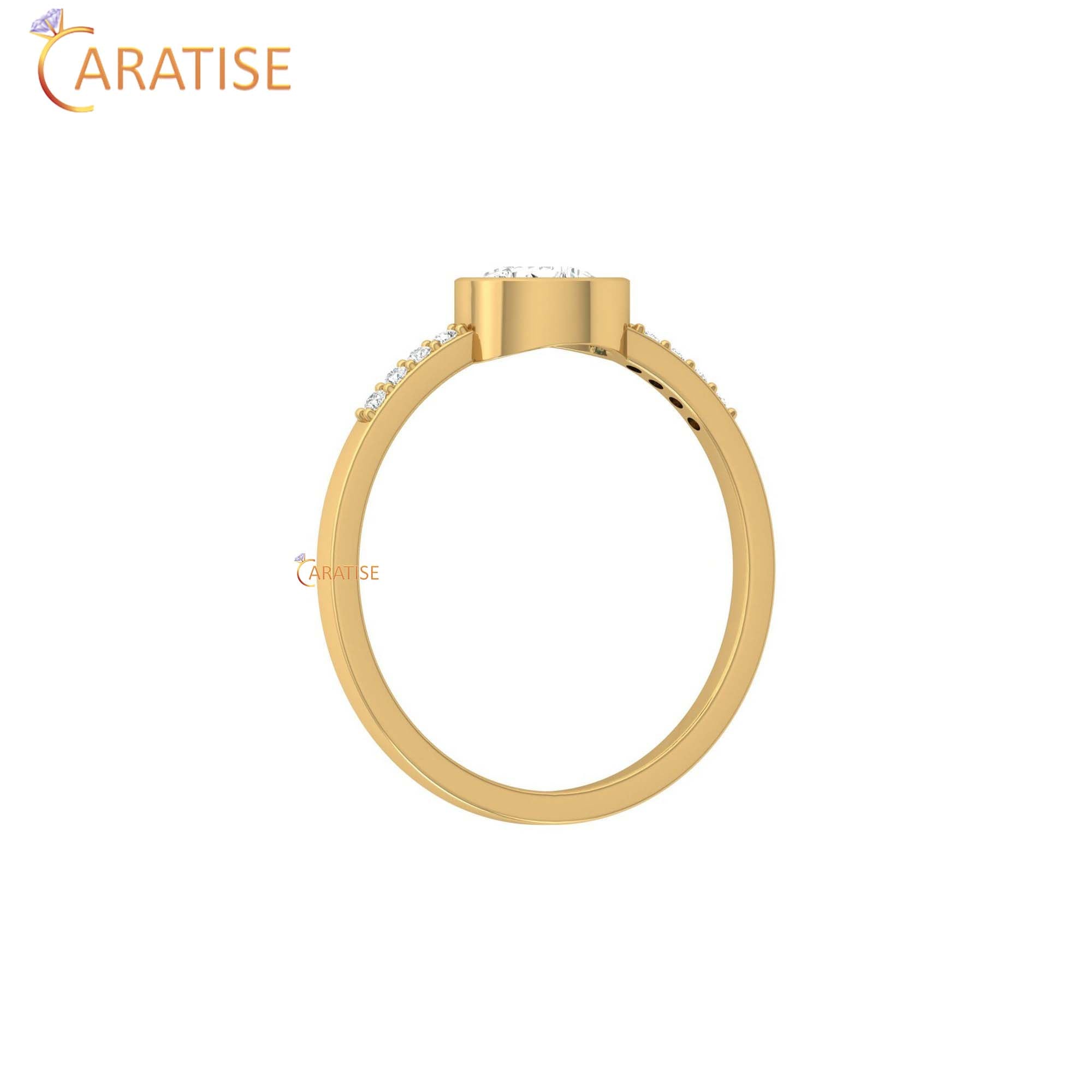 0.39 TDW Round & Pear Cut Women's Minimalist Diamond Ring