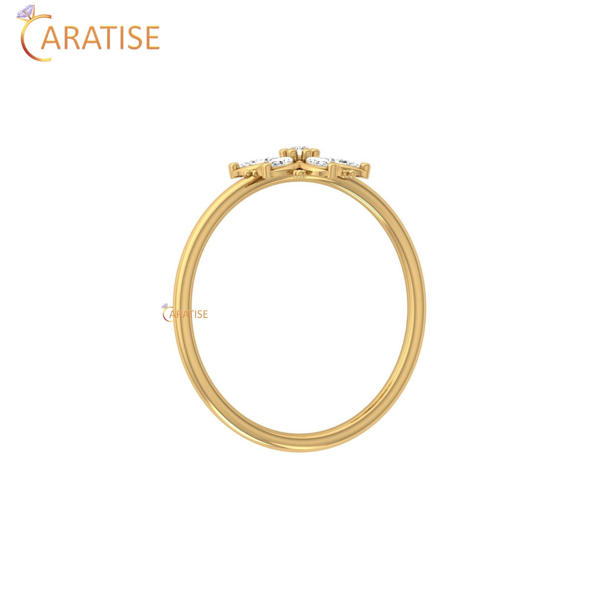 0.15 TDW Round & Marquise Cut Women's Minimalist Diamond Ring