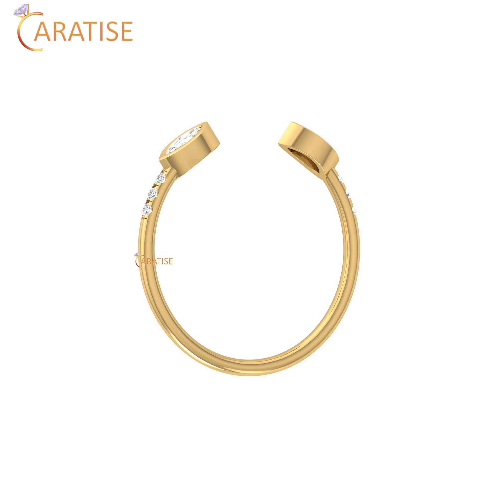 0.13 TDW Round & Marquise Cut Minimalist Women's Diamond Ring