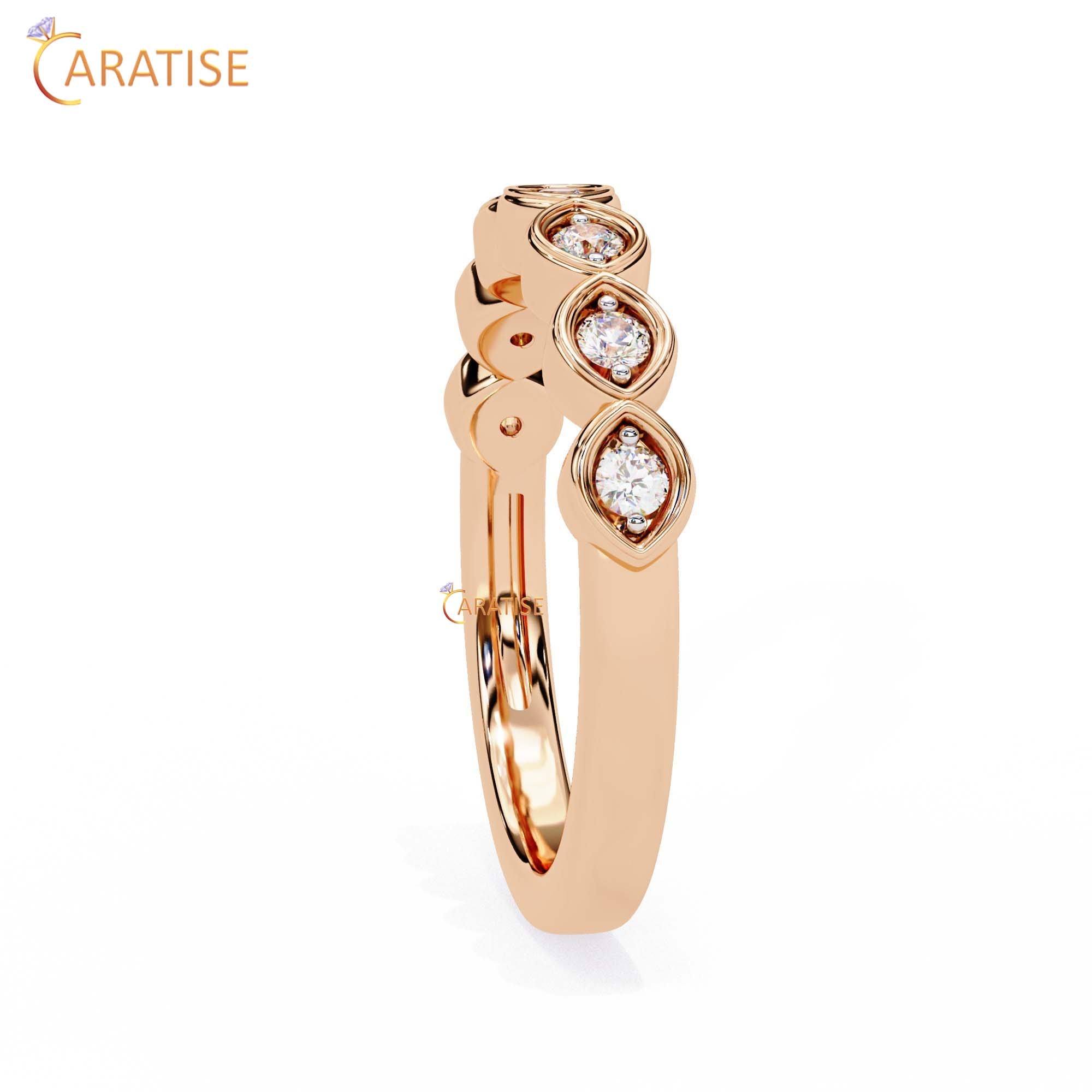 0.21 TDW Round Cut Diamond Minimalist Women's Ring