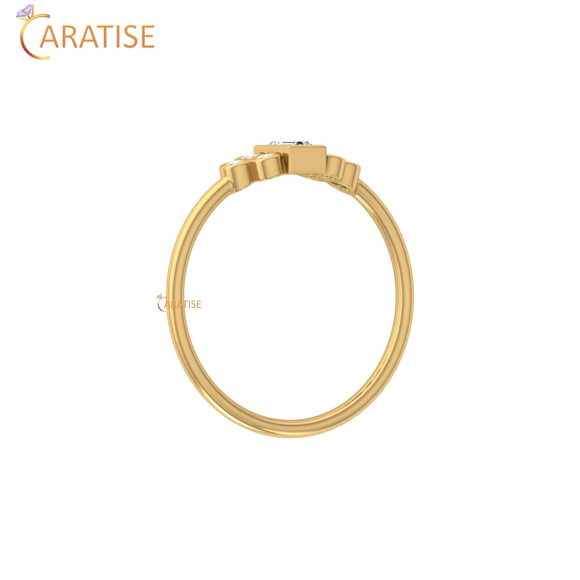 0.17 TDW Round & Baguette Cut Women's Minimalist Diamond Ring