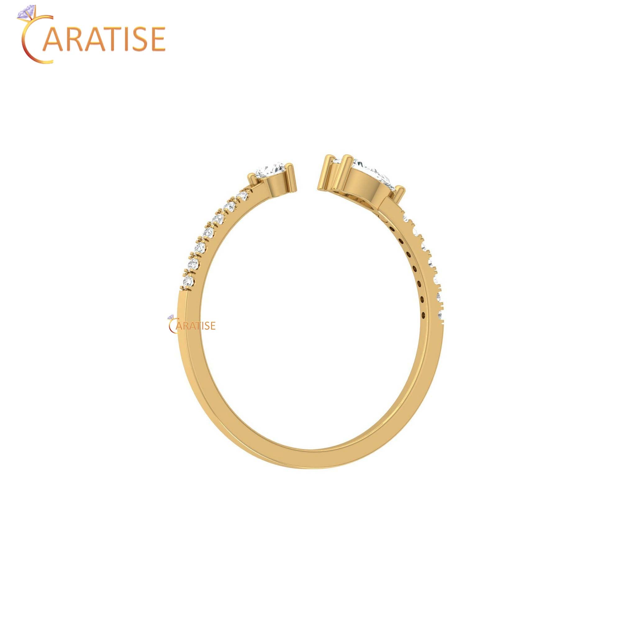 0.28 TDW Round & Pear Cut Women's Minimalist Diamond Ring