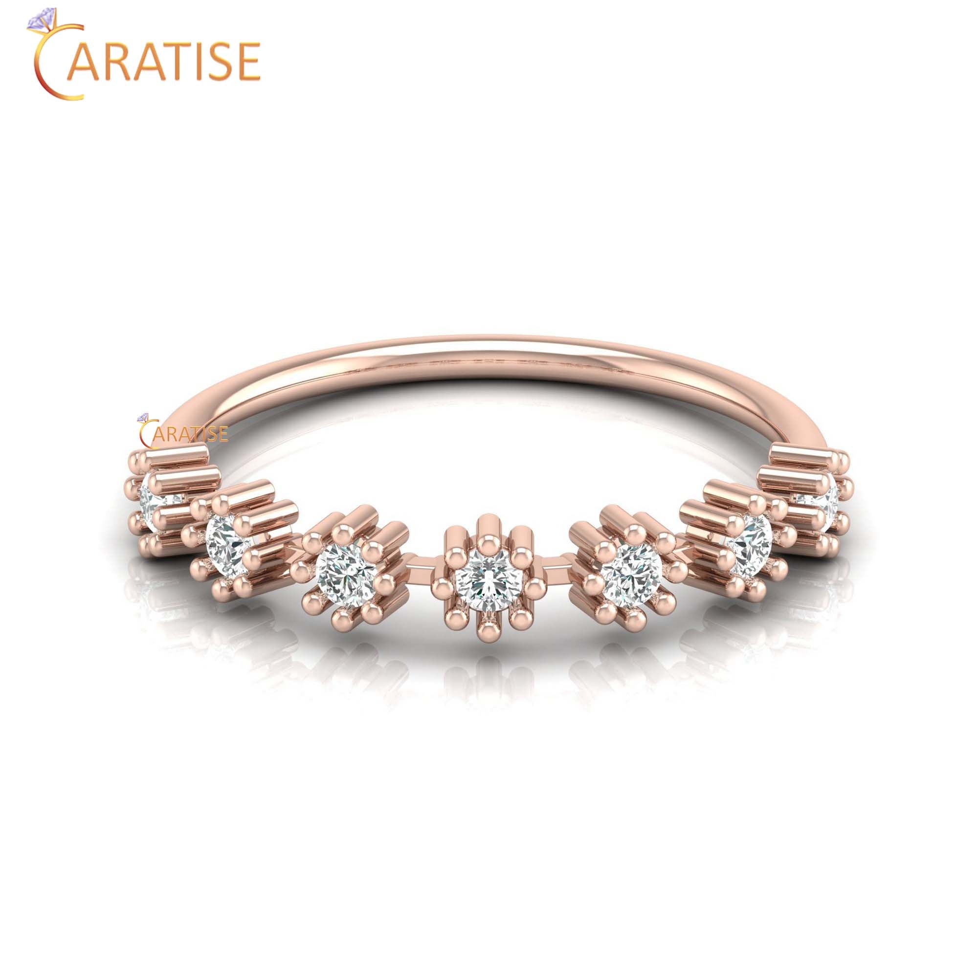 0.21 TDW Round Cut Women's Minimalist Diamond Ring