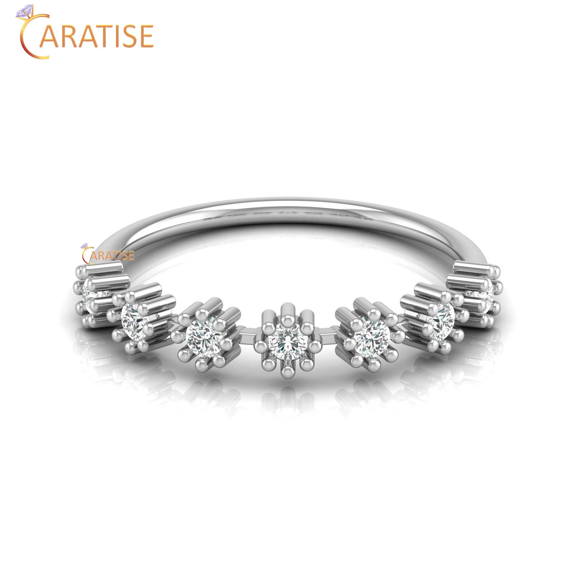 0.21 TDW Round Cut Women's Minimalist Diamond Ring