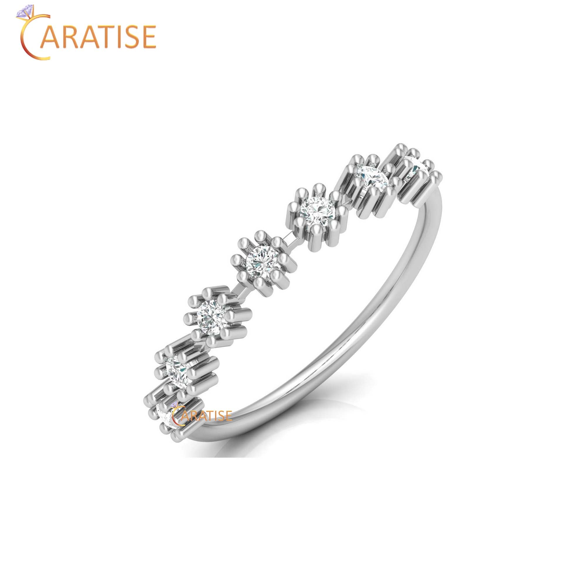 0.21 TDW Round Cut Women's Minimalist Diamond Ring