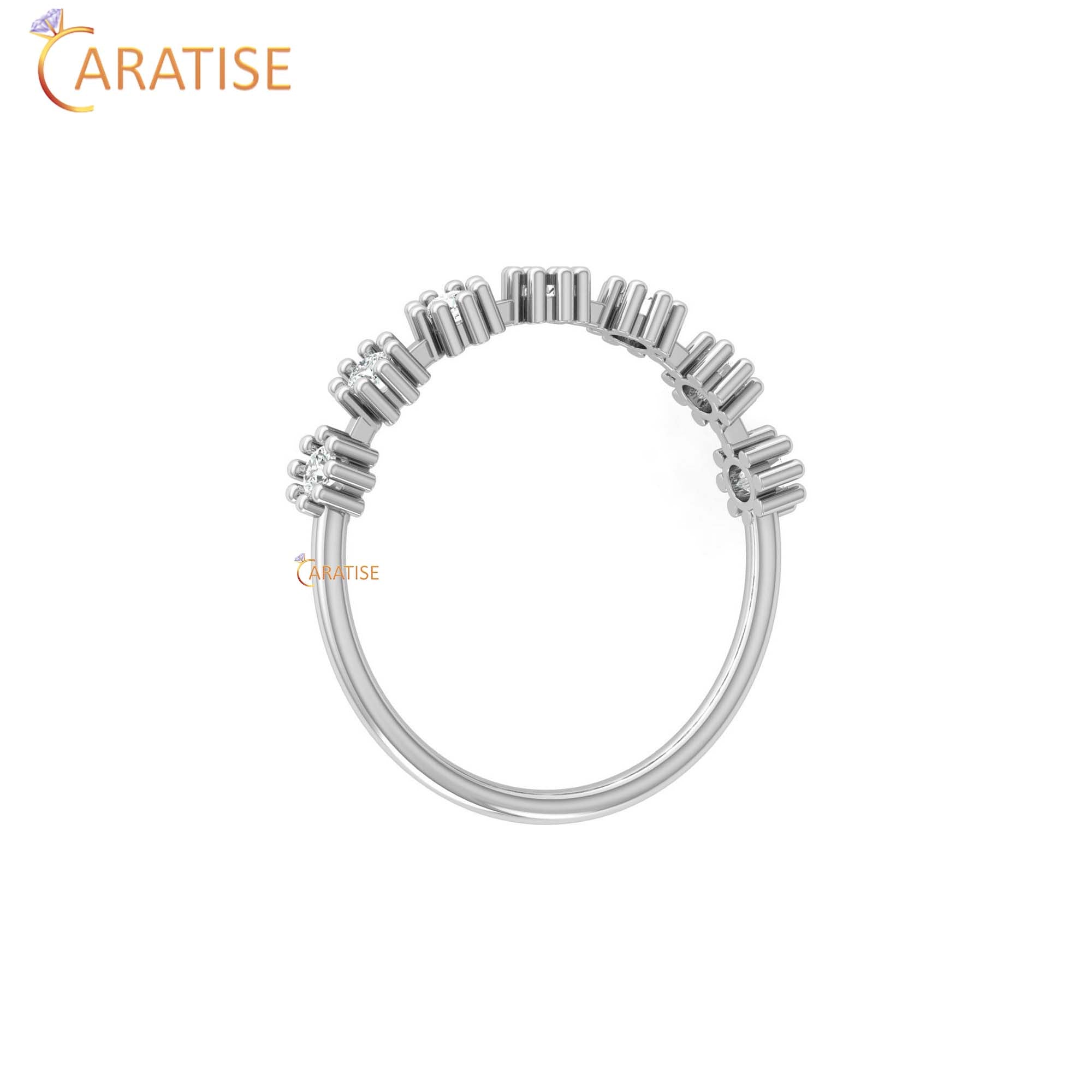 0.21 TDW Round Cut Women's Minimalist Diamond Ring