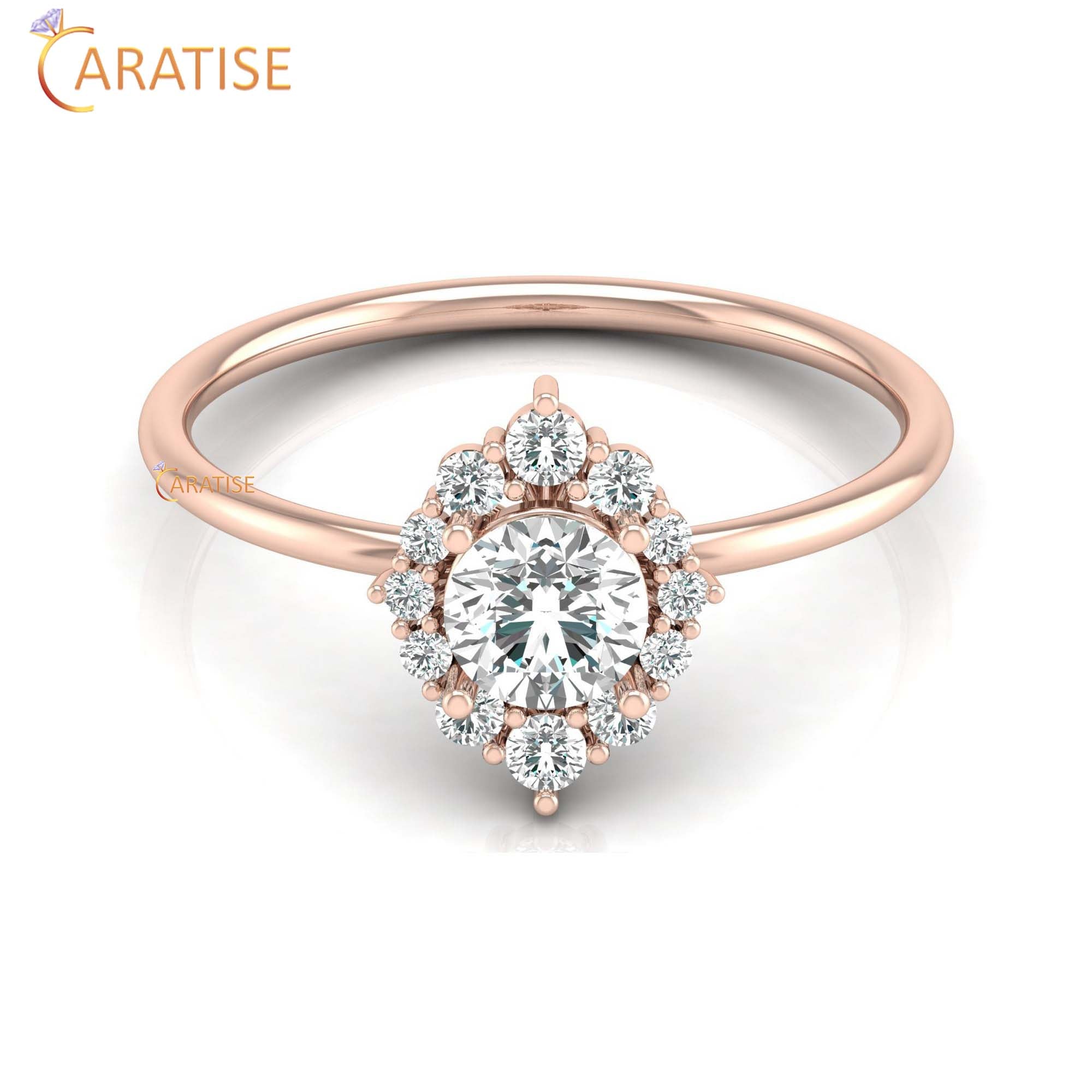0.65 TDW Round Cut Women's Minimalist Diamond Ring