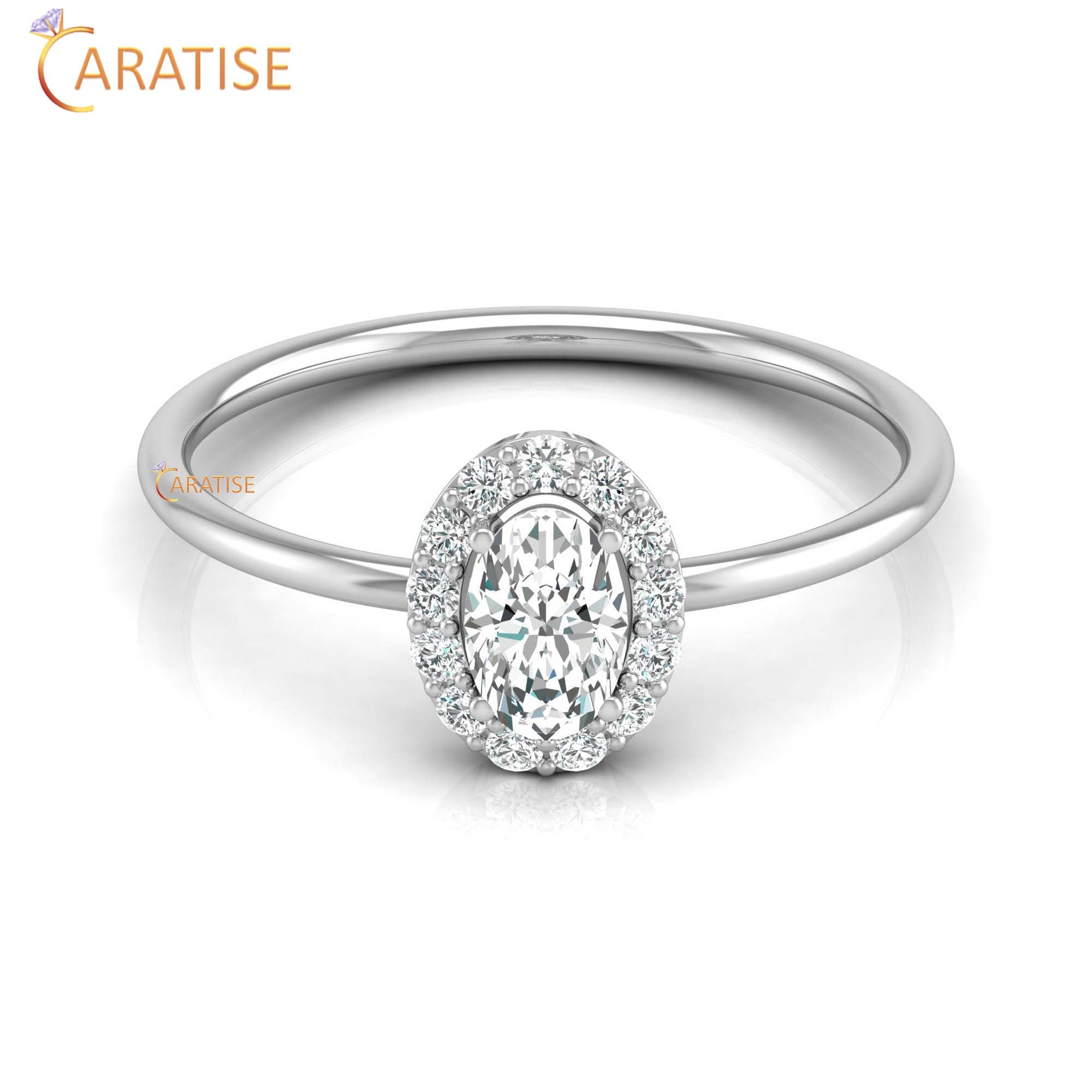 0.47 TDW Oval & Round Cut Minimalist Diamond Ring