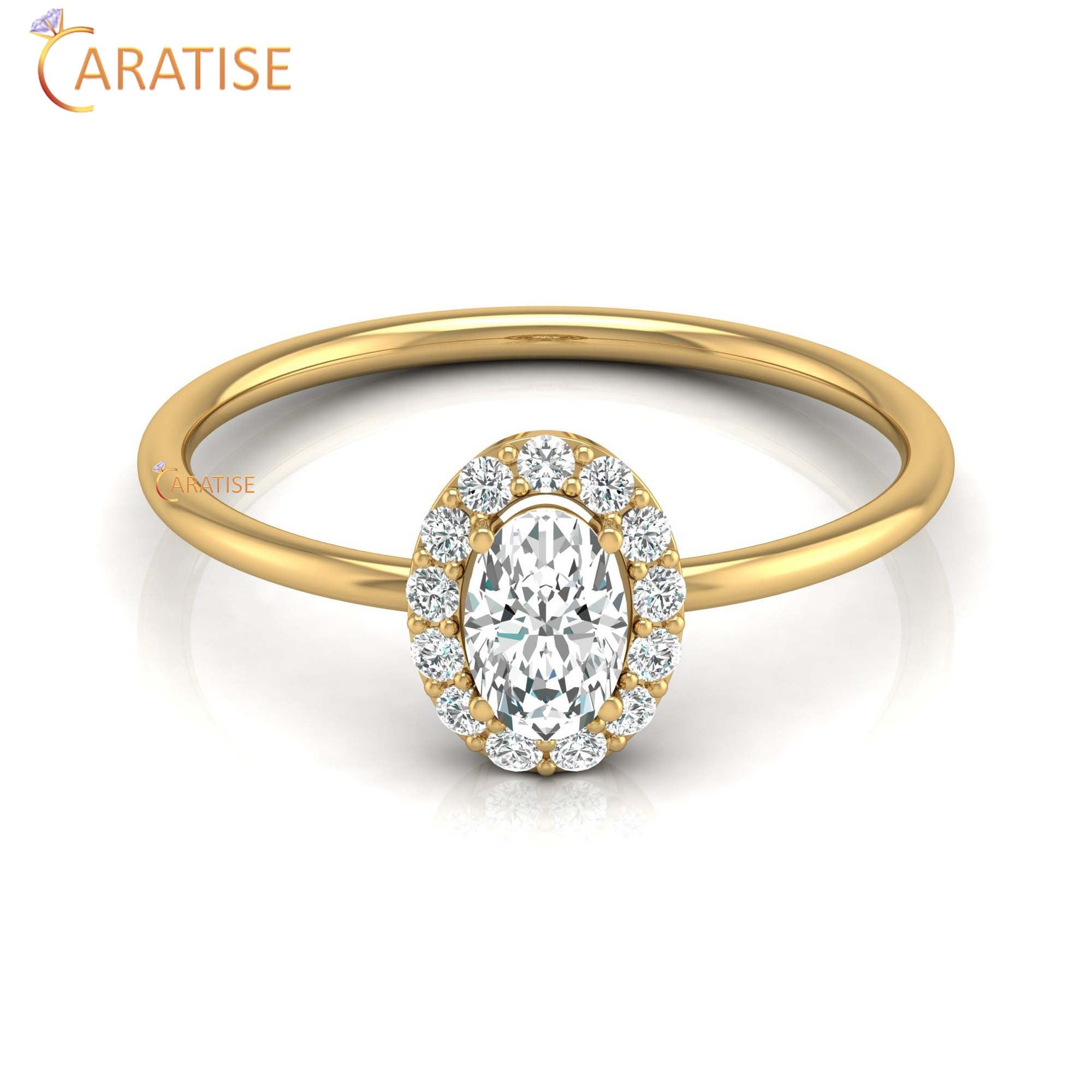 0.47 TDW Oval & Round Cut Minimalist Diamond Ring