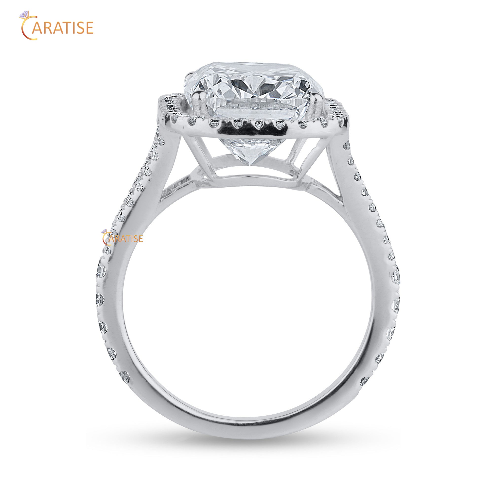 10.37 TDW Cushion & Round Cut Mossiante Diamond Halo Ring 925 Silver