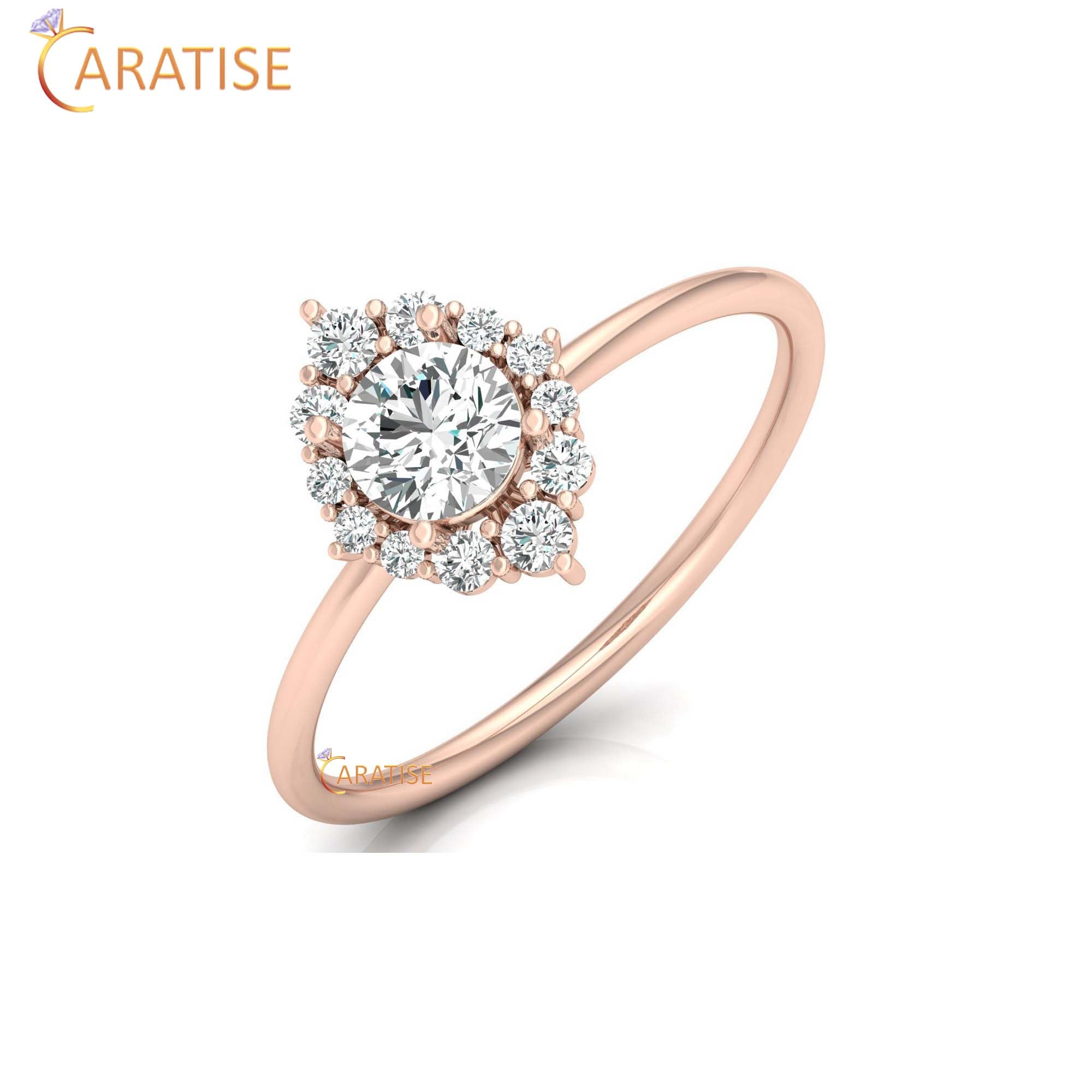 0.65 TDW Round Cut Women's Minimalist Diamond Ring