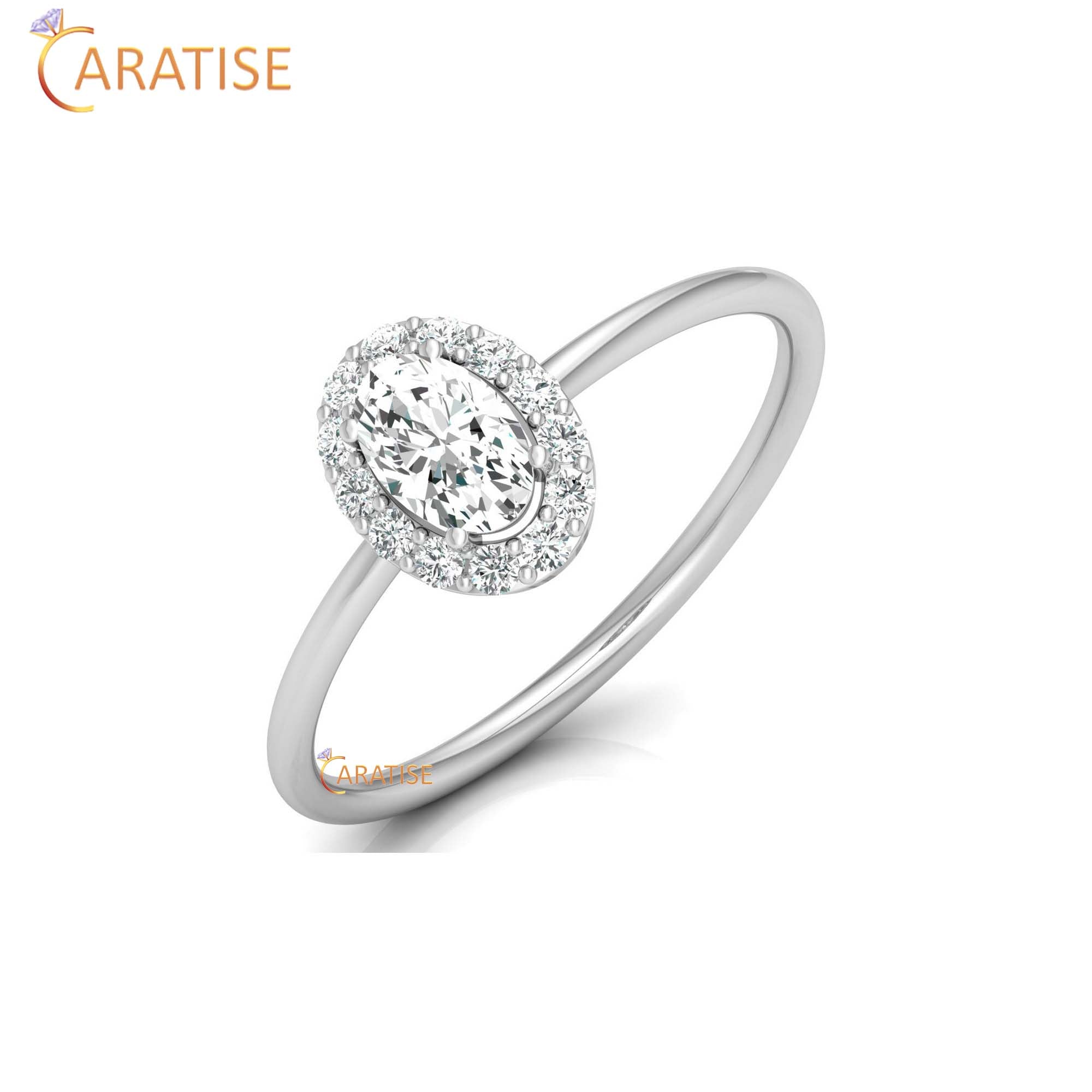 0.47 TDW Oval & Round Cut Minimalist Diamond Ring