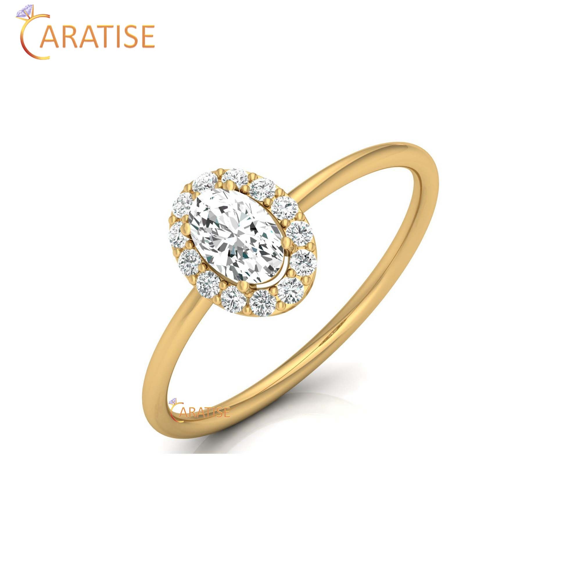 0.47 TDW Oval & Round Cut Minimalist Diamond Ring