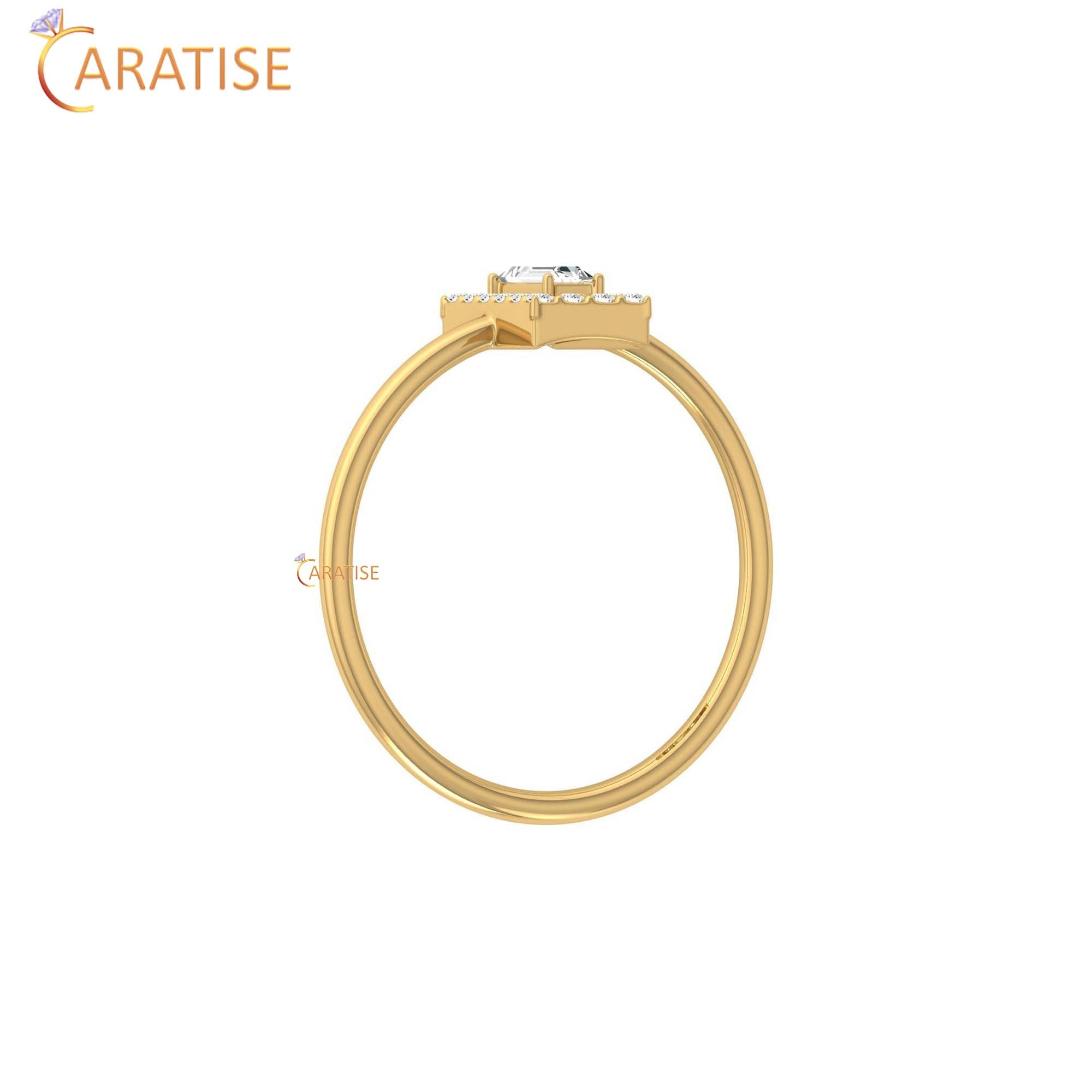 0.17 TDW Round & Baguette Cut Women's Minimalist Diamond Ring