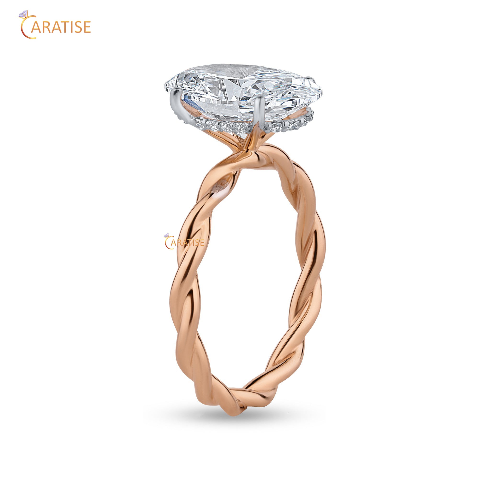 2.81 TDW Oval & Round Cut Halo Moissanite Diamond Ring 925 Silver