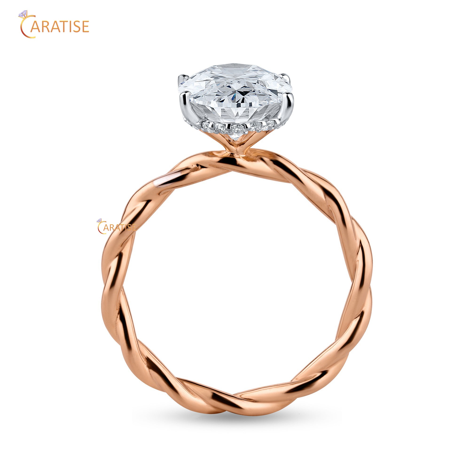 2.81 TDW Oval & Round Cut Halo Moissanite Diamond Ring 925 Silver