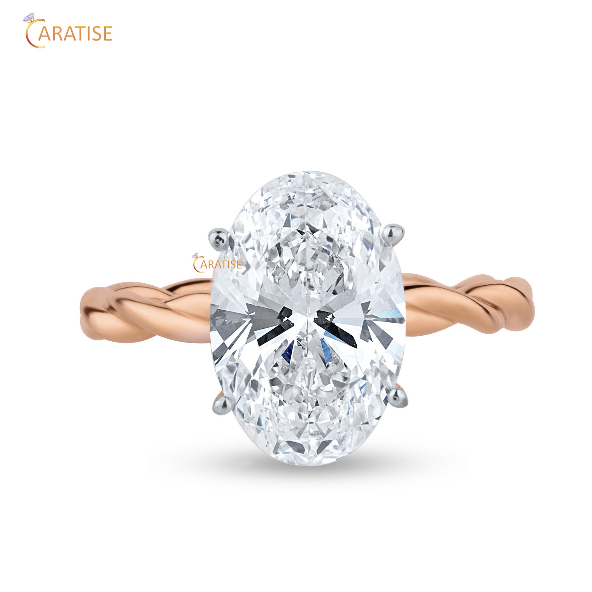 2.81 TDW Oval & Round Cut Halo Moissanite Diamond Ring 925 Silver