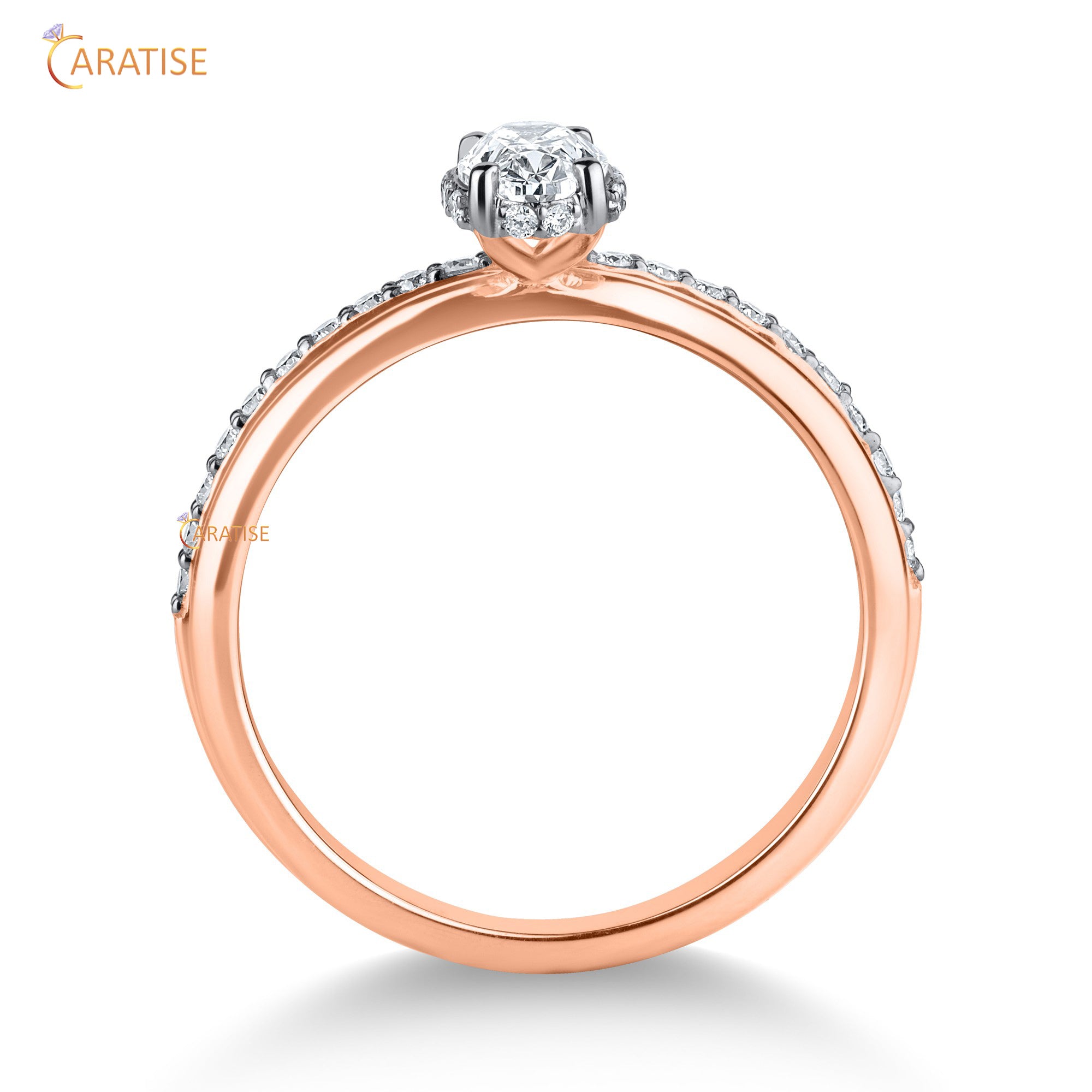 0.69 TDW Oval & Round Cut Mossiante Diamond Ring with Band 925 Silver