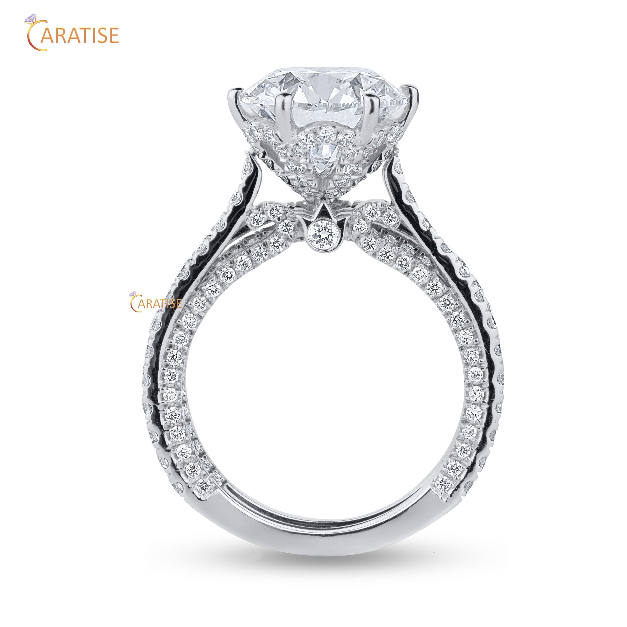 5.58 TDW Round Cut Diamond Women's Ring with Band 925 Silver