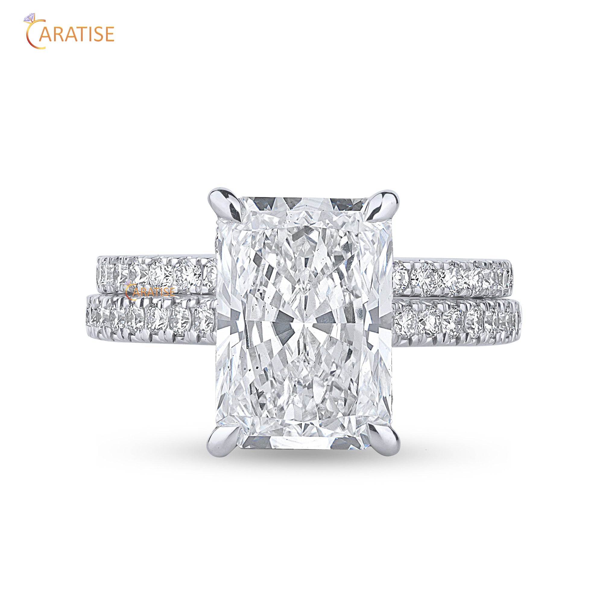 5.18 TDW Radiant & Round Cut Diamond Women's Ring with Band 925 Silver