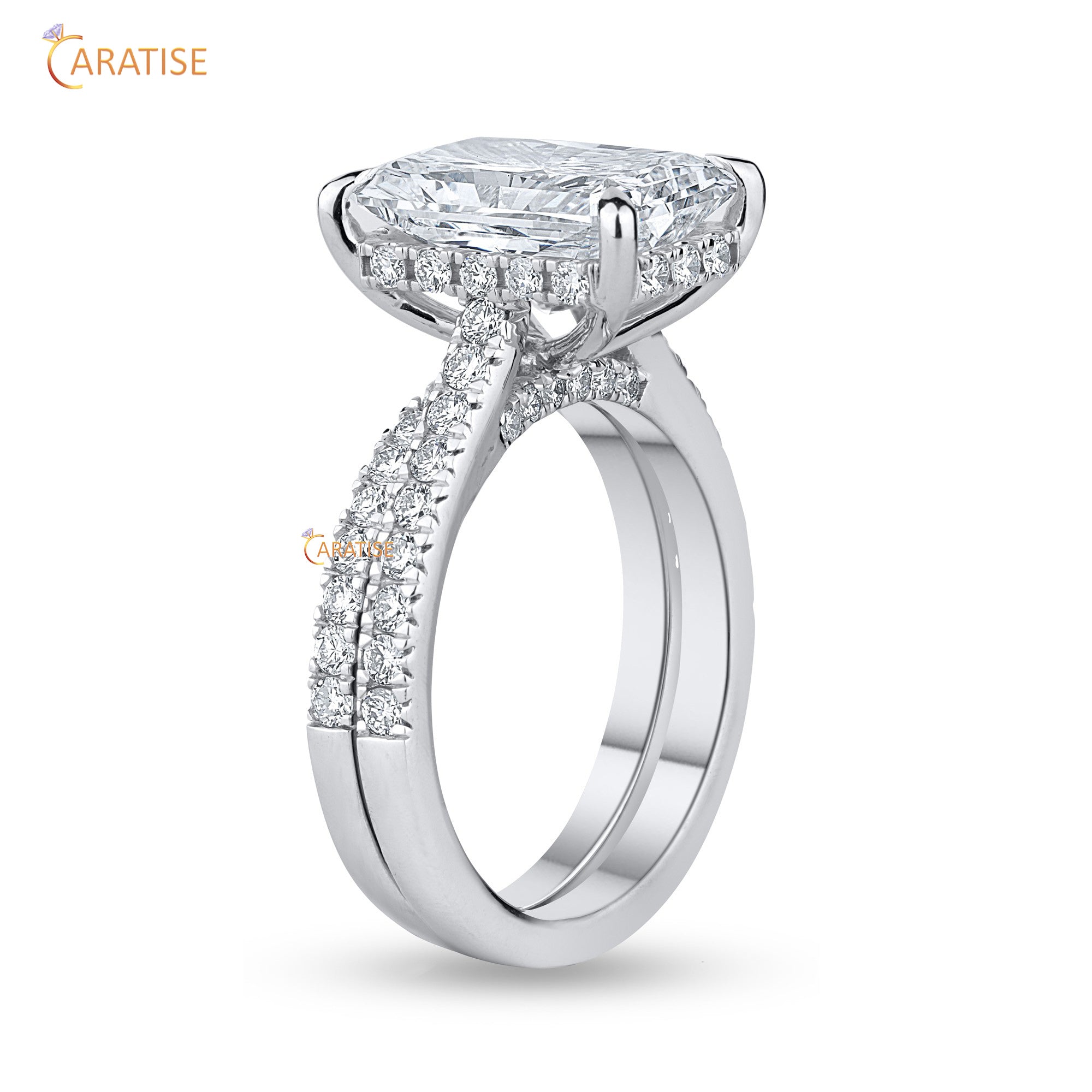 5.18 TDW Radiant & Round Cut Diamond Women's Ring with Band 925 Silver